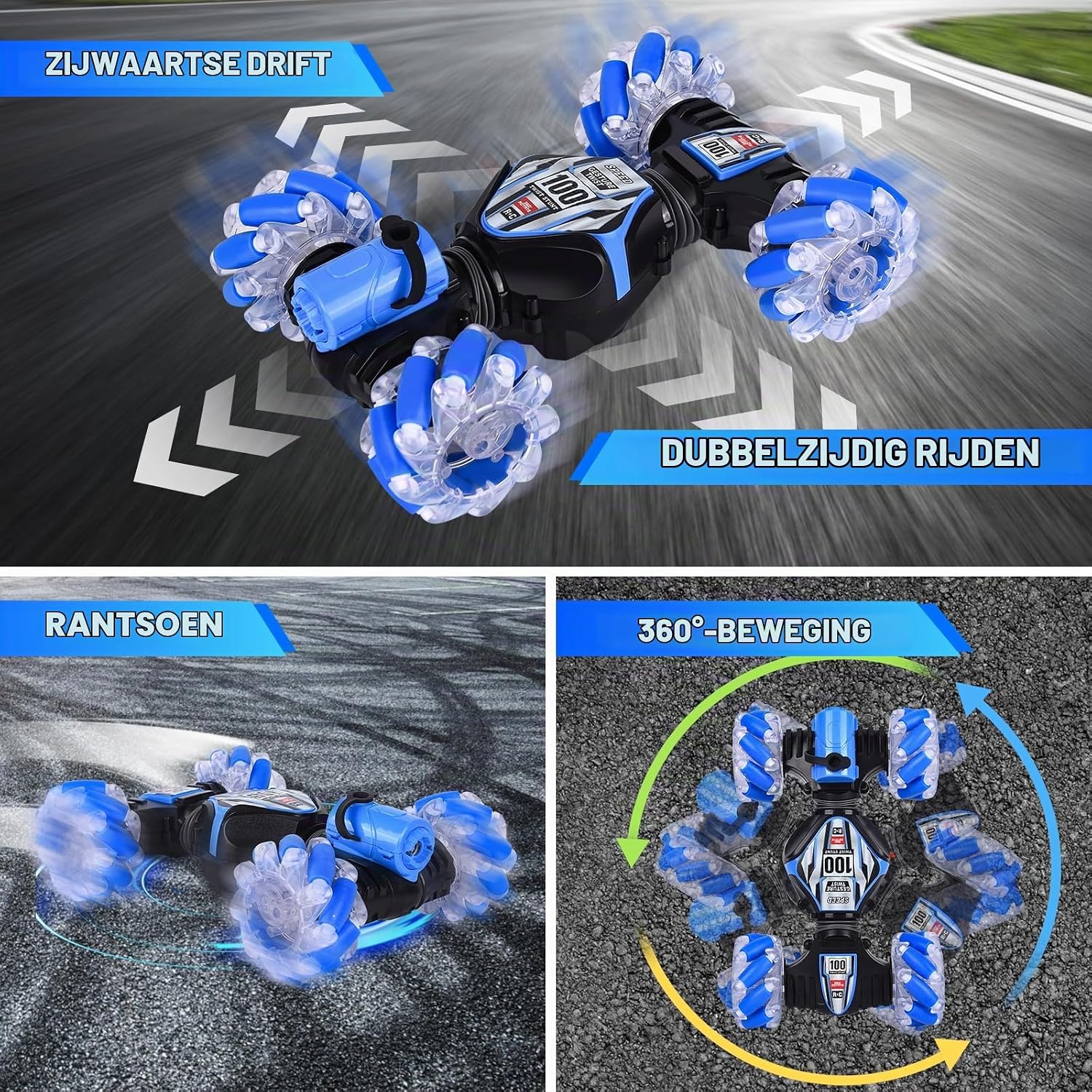Detalle de FORMIZON 1 RC-stuntauto 4WD met gebarenbediening en 360°-rotatie