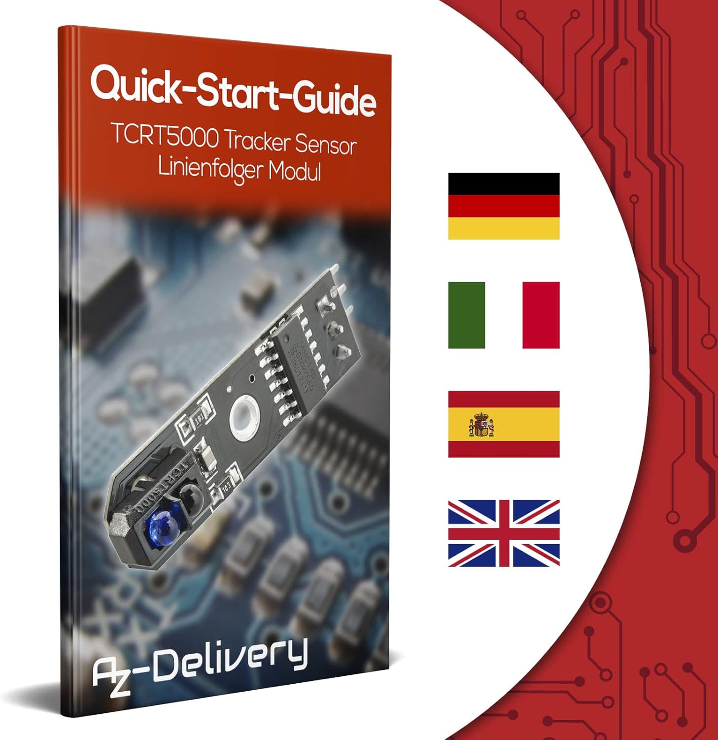 Thumbnail 3 de AZDelivery 3× TCRT5000 IR infrarouge suiveur de lignes, compatible Arduino et Raspberry Pi (avec e-book)