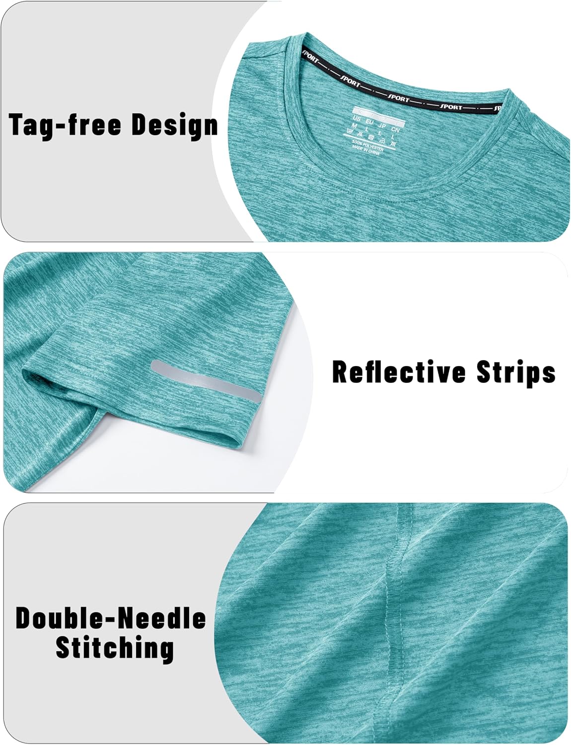 Detalle de KEFITEVD Men's Quick Dry Short Sleeve T-Shirt – Breathable, Lightweight Activewear
