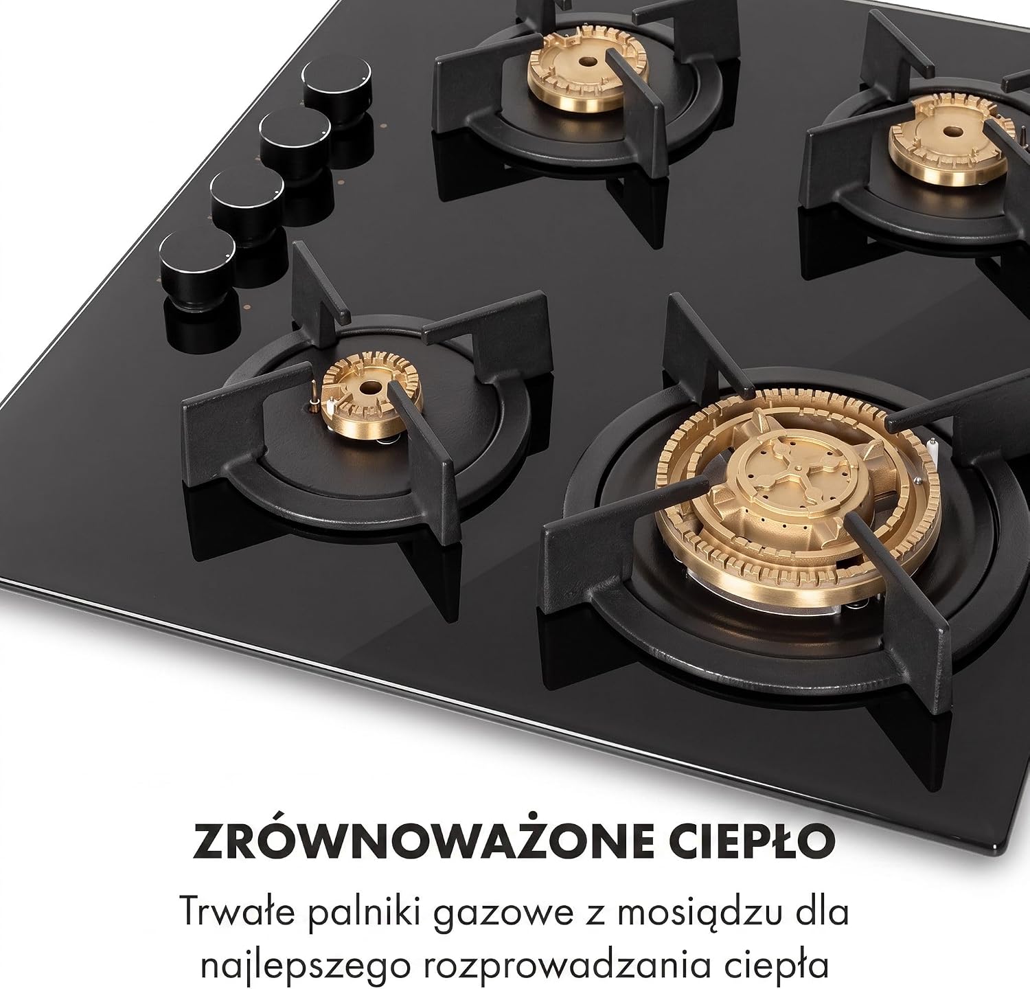 Detalle 2 de Klarstein Goldflame – płyta gazowa do zabudowy, 4 palniki, wok, 8000 W