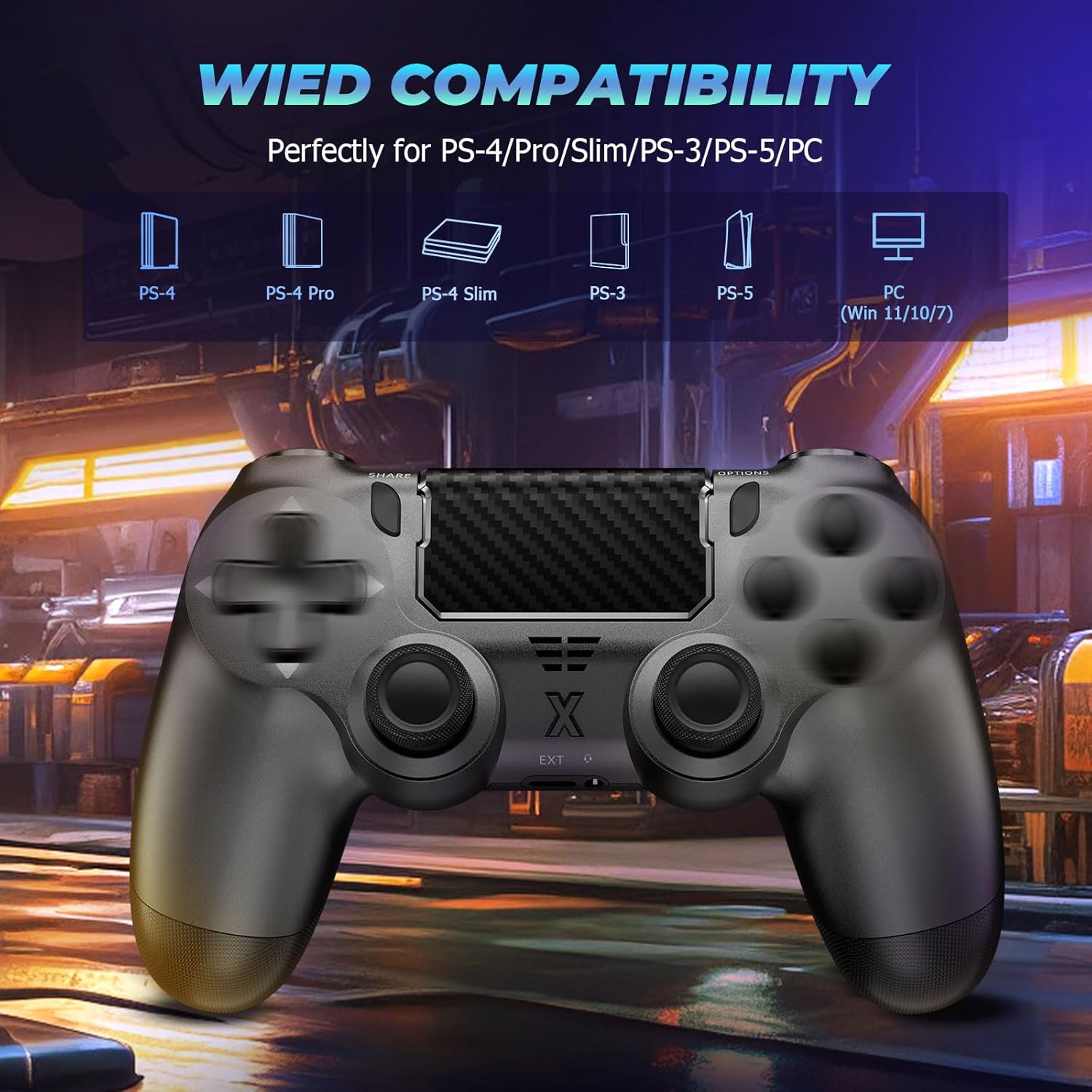 Thumbnail 1 de Manette sans fil Glitfix pour PS4 / PS4 Pro / PS4 Slim et PC (GRAY) – double vibration, 6-axes gyro et panneau tactile