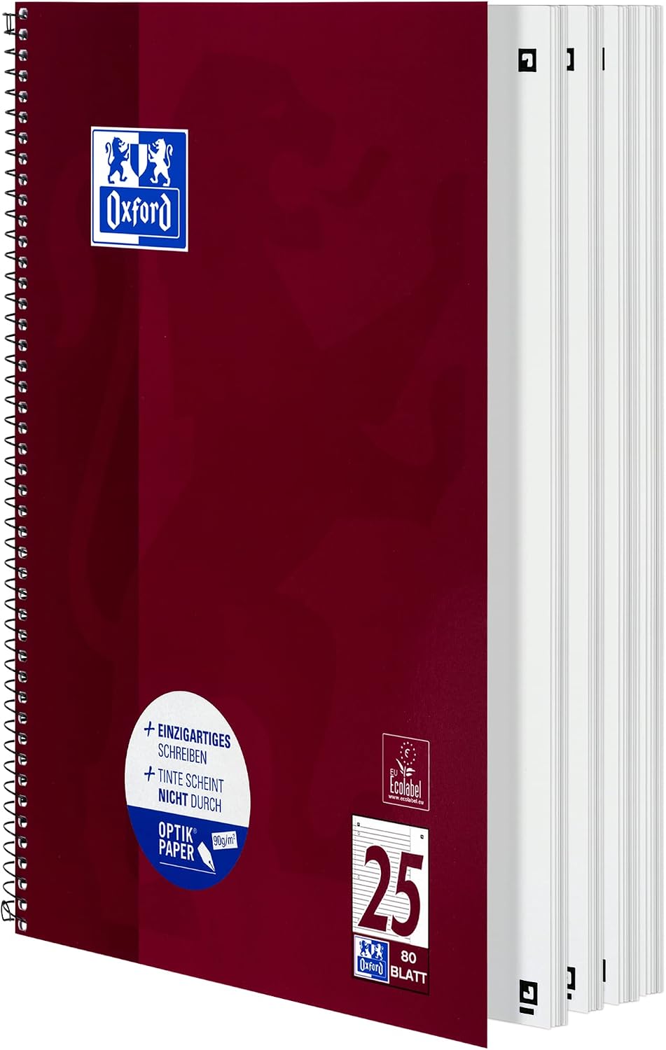Thumbnail 2 de Oxford Collegeblock A4 liniert, 80 Blatt, gelocht, violett – 5 Stück