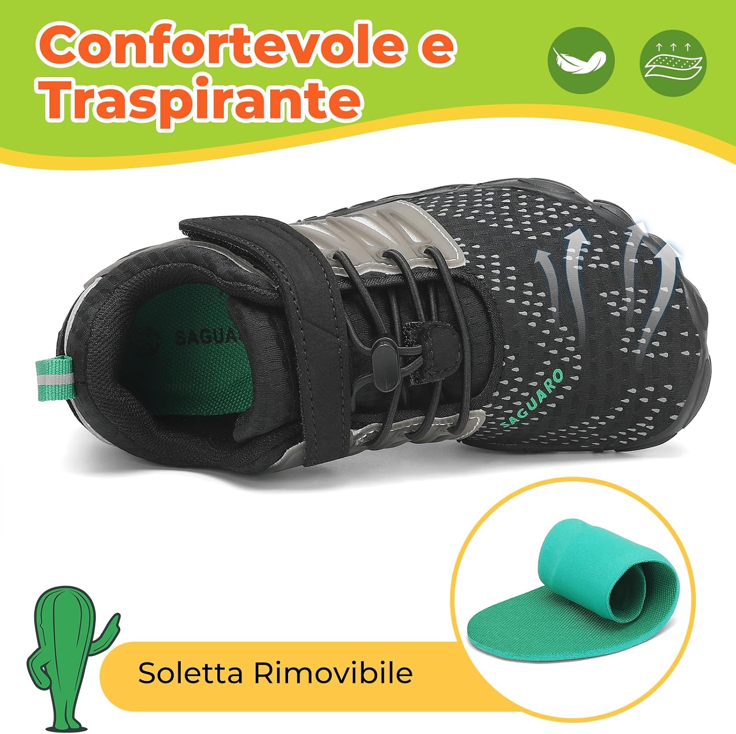 Detalle de SAGUARO Barefoot Shoes bambini traspiranti minimaliste Gr. 24-36