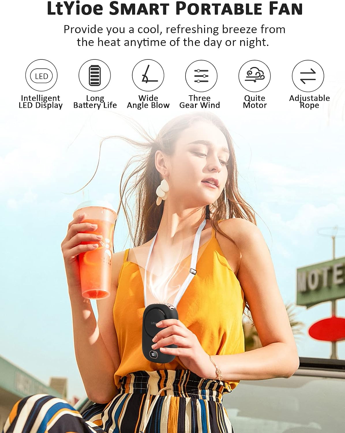 Thumbnail 1 de LtYioe Handheld Mini Fan – Rechargeable Personal Eyelash Fan with Strong Airflow and LED Display