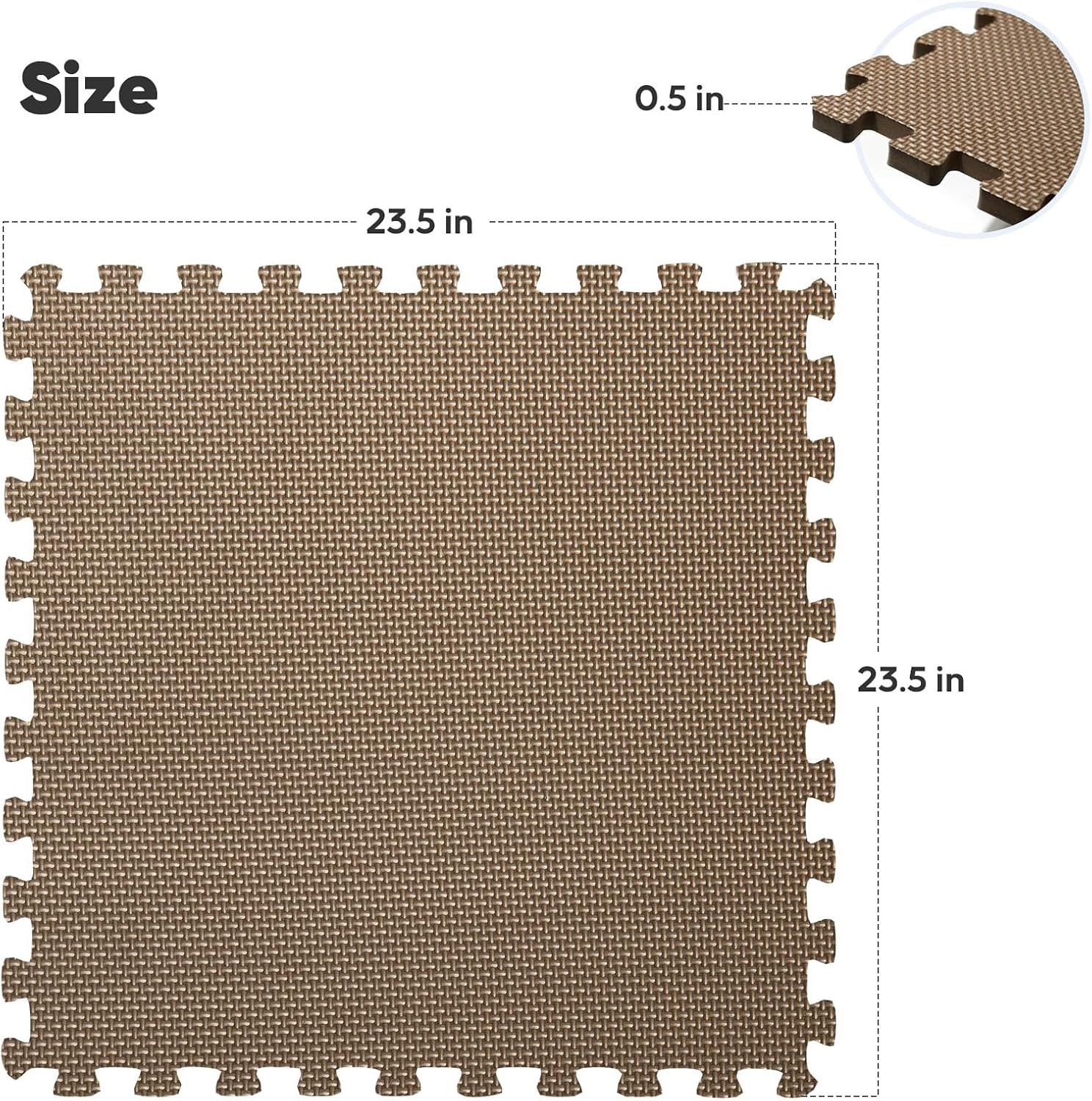 Detalle 2 de Nazhura GYM MATS Home Gym Floor Tiles, 12-Pack, Brown, 24 x 24 in