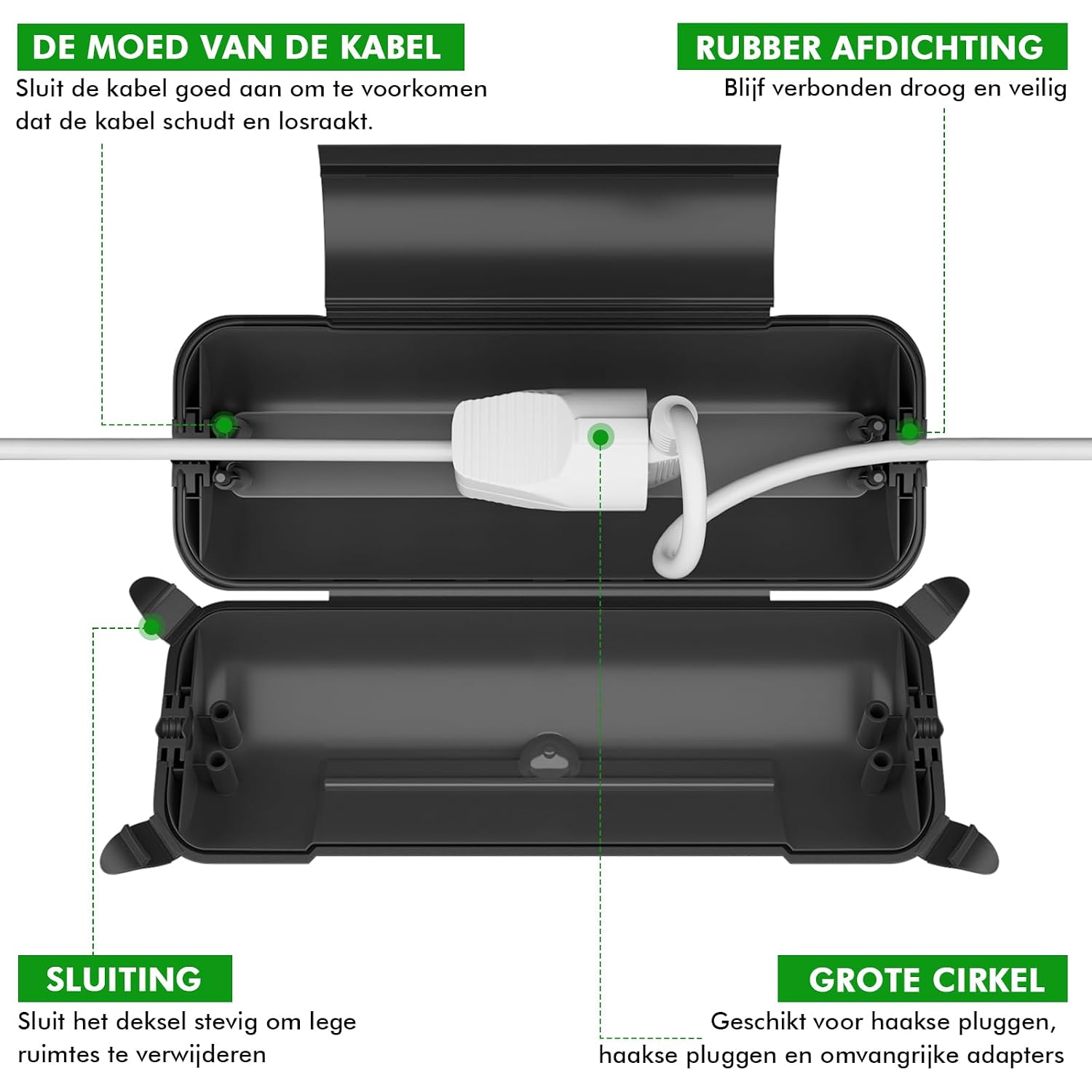 Detalle de Restmo DE-O-ECC-1-BK waterdichte kabeldoos voor buiten, IP44, zwart