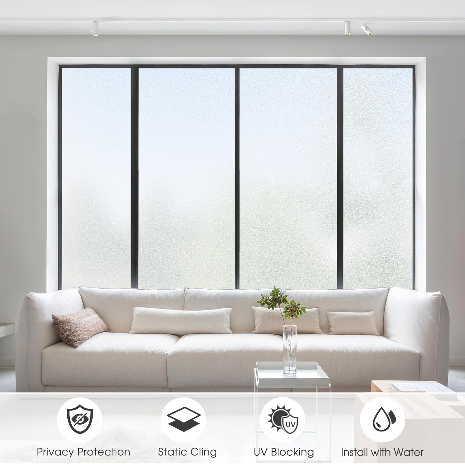 Thumbnail 6 de Lifetree Frosted Window Film Privacy Opaque Glass Film (115x200 cm) – Non-Adhesive Static Cling