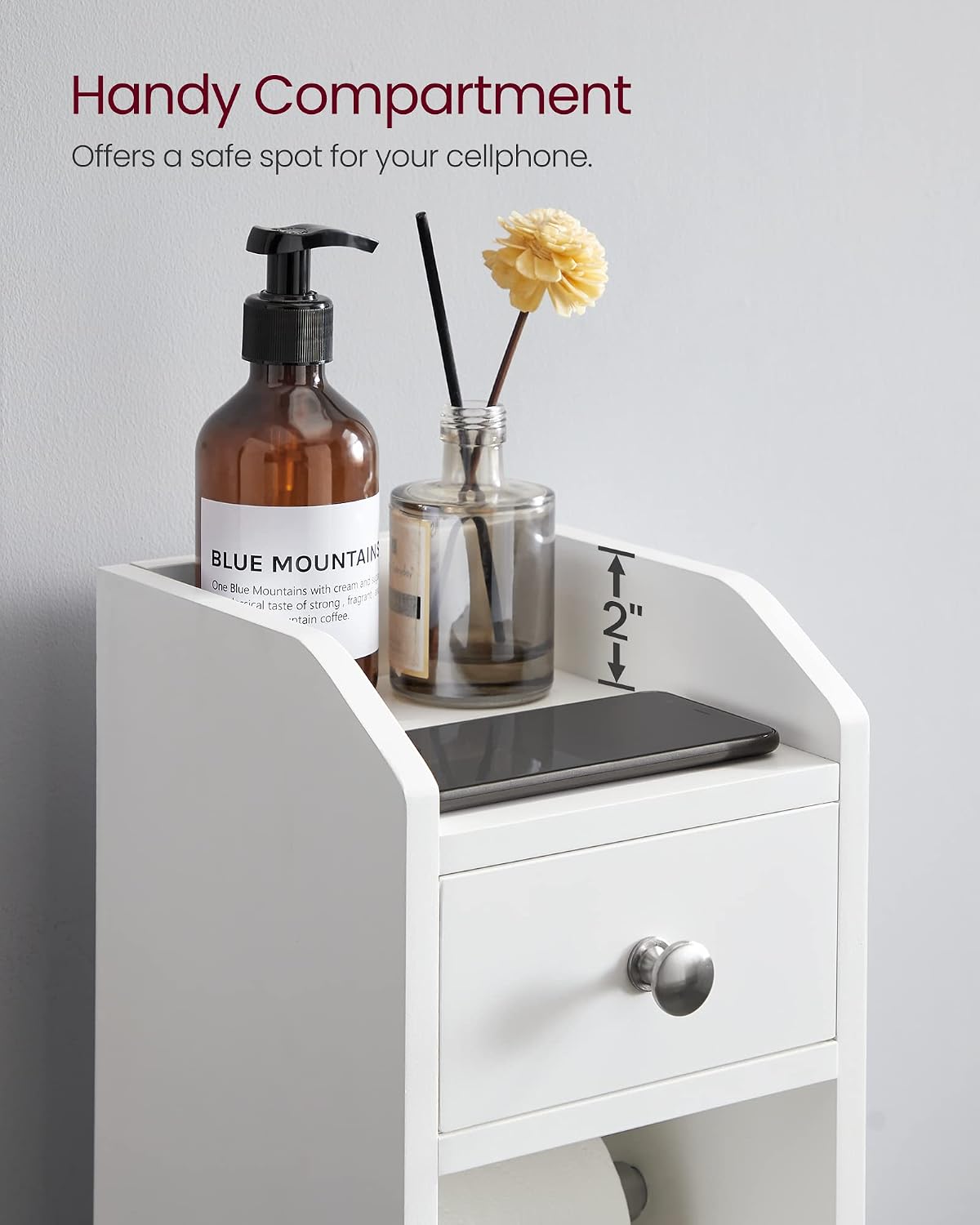 Thumbnail 6 de VASAGLE B34BBC846P31 Bathroom Cabinet, White, Adjustable Shelf