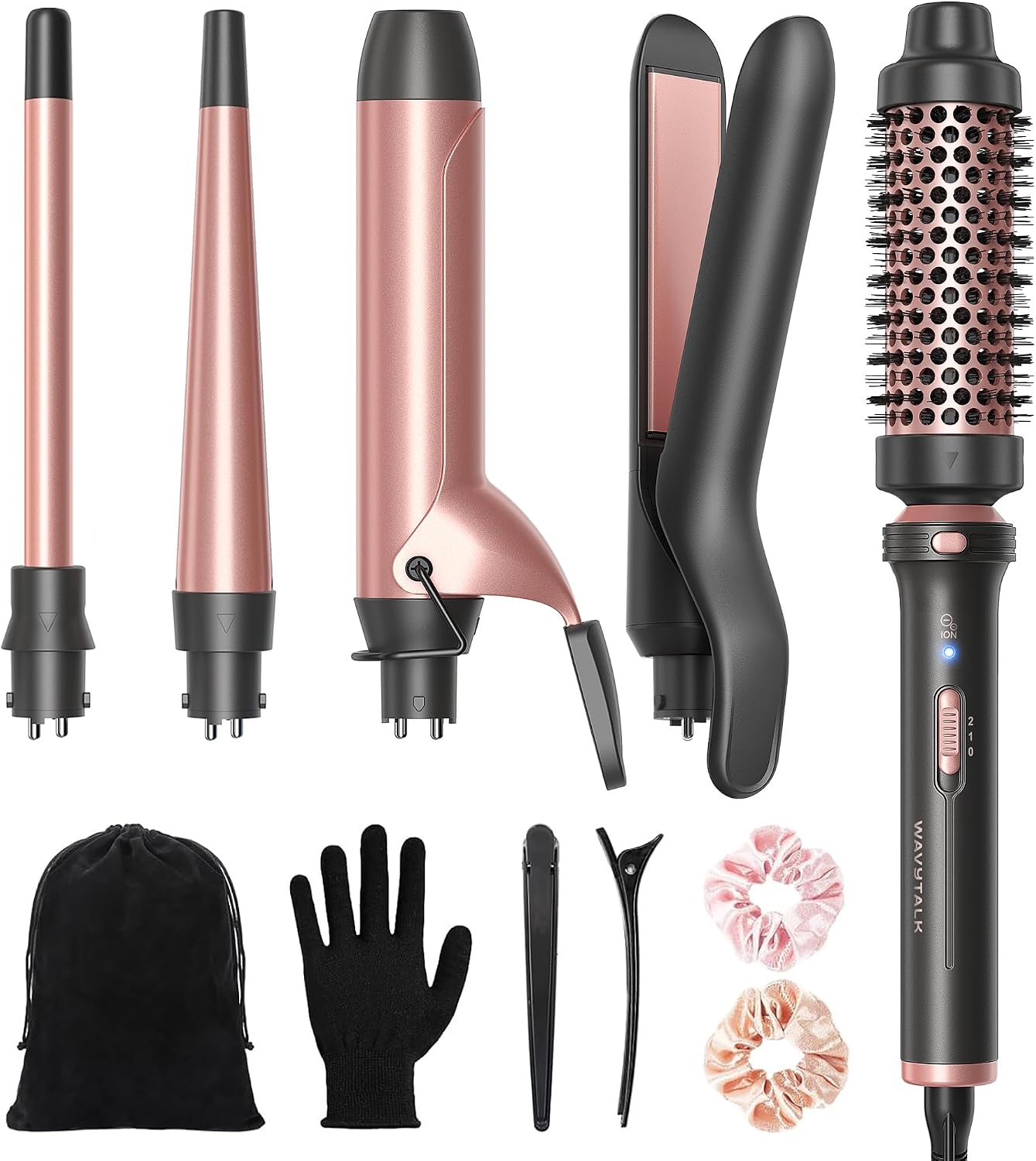 Detalle de Wavytalk 5-in-1 Curling Iron Set with Thermal Brush, Ceramic Barrels and Dual Voltage