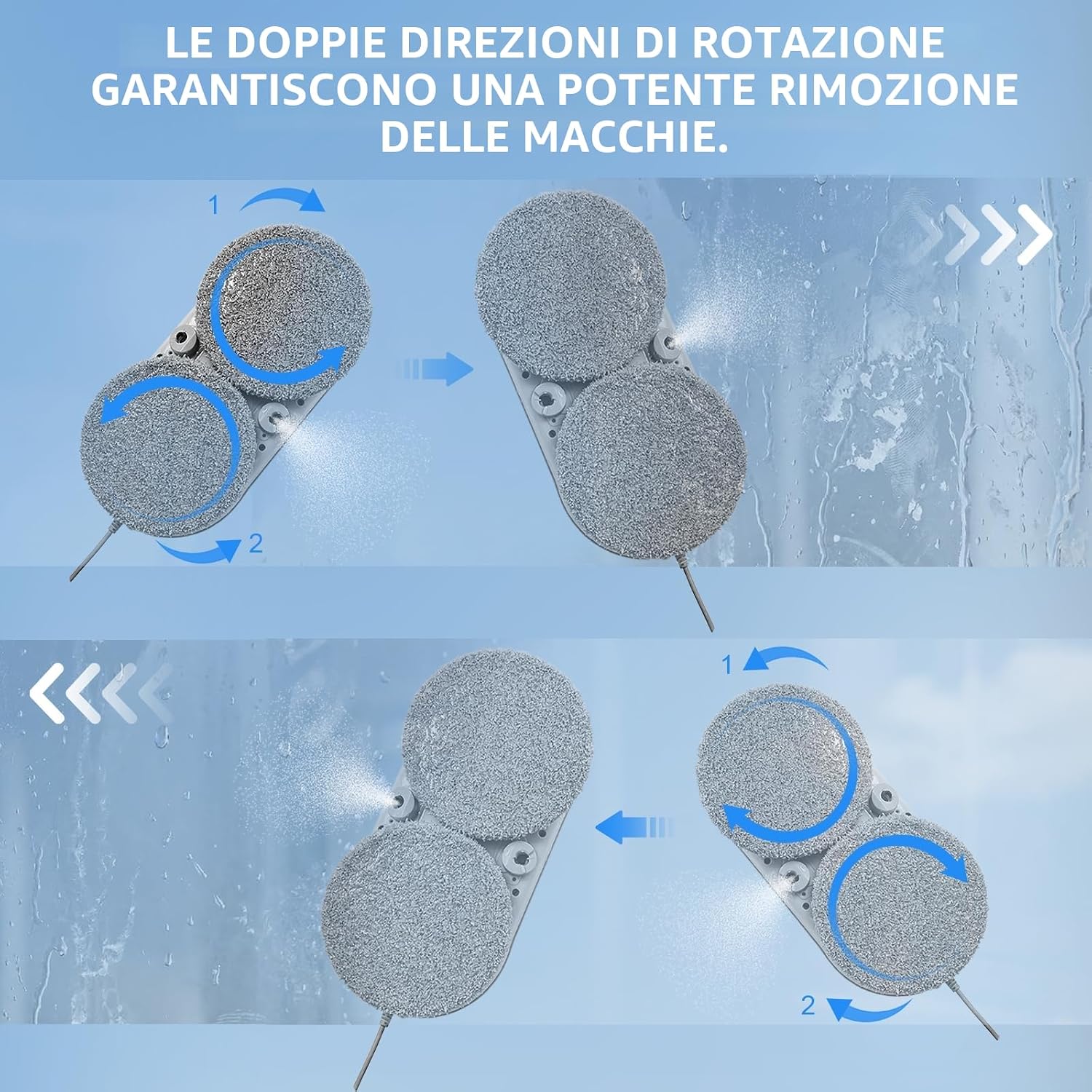 Detalle de Tosima W5 Pro: robot lavavetri da 6400 Pa con doppia spruzzatura e kit 20 panni in microfibra