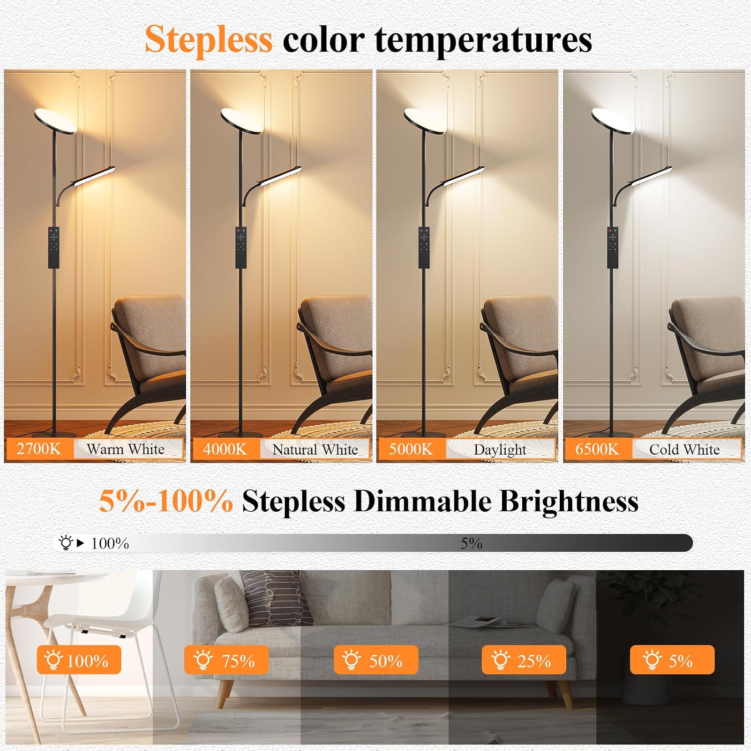 Thumbnail 1 de Uplighter Floor Lamp 42W dimmable standing lamp 🛋