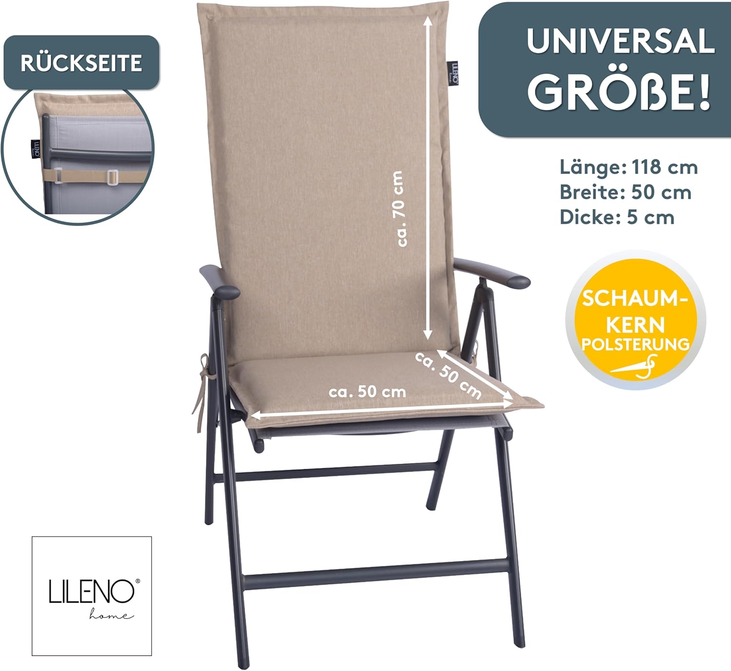 Detalle 2 de LILENO HOME Cojines para Silla de Jardín Topo