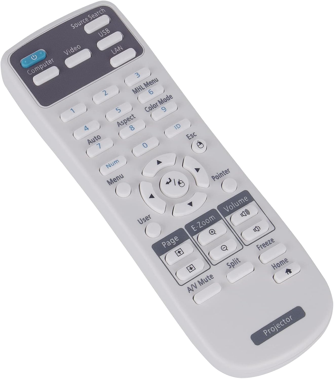 Detalle de Replacement Remote for Epson Projectors: Broad Compatibility with EB‑X41, EB‑X450, EB‑X500KG, EB‑X550KG, EH‑TW610, EH‑TW650 and PowerLite Series