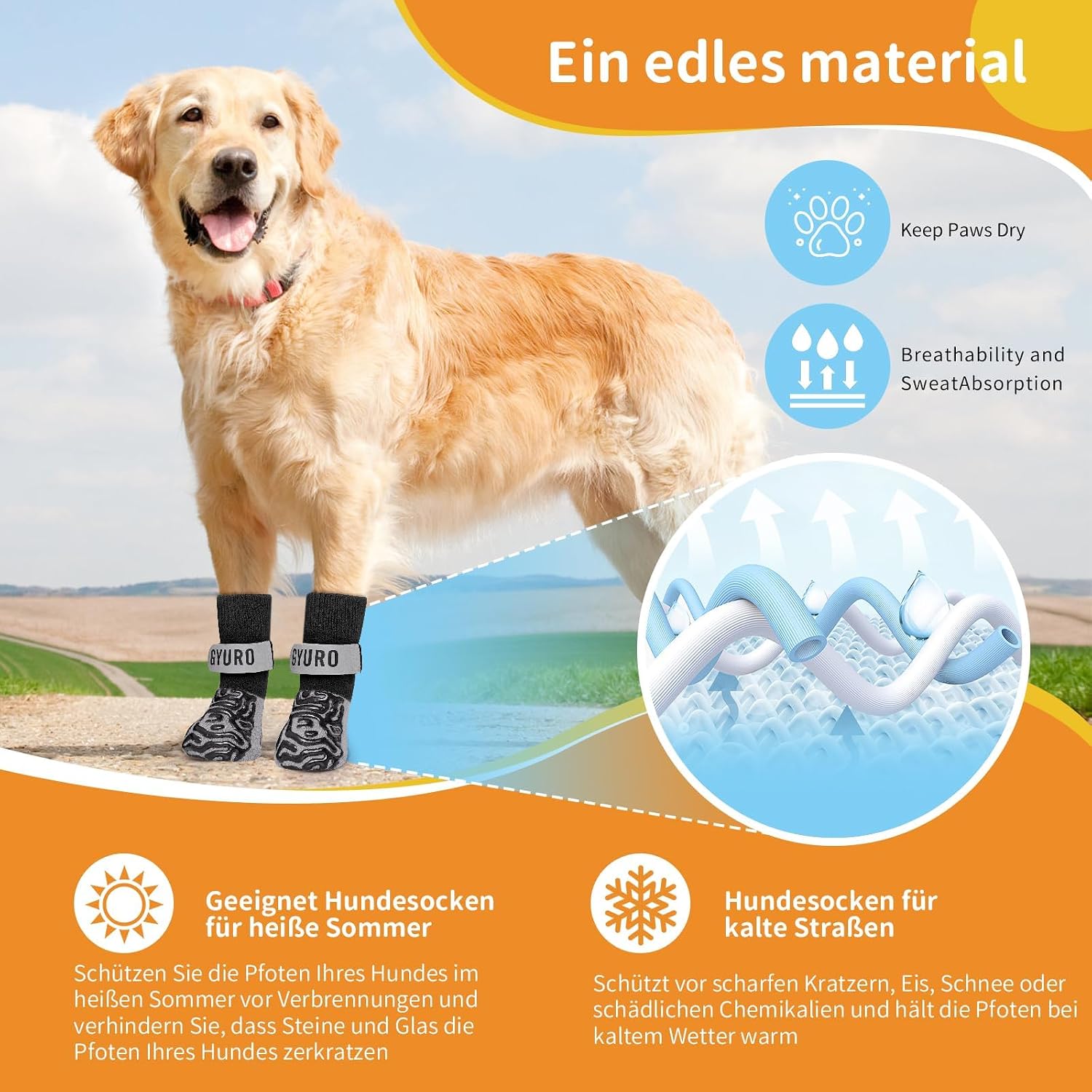 Thumbnail 1 de GYURO Hundesocken 2 Paar mit Klettverschluss XL