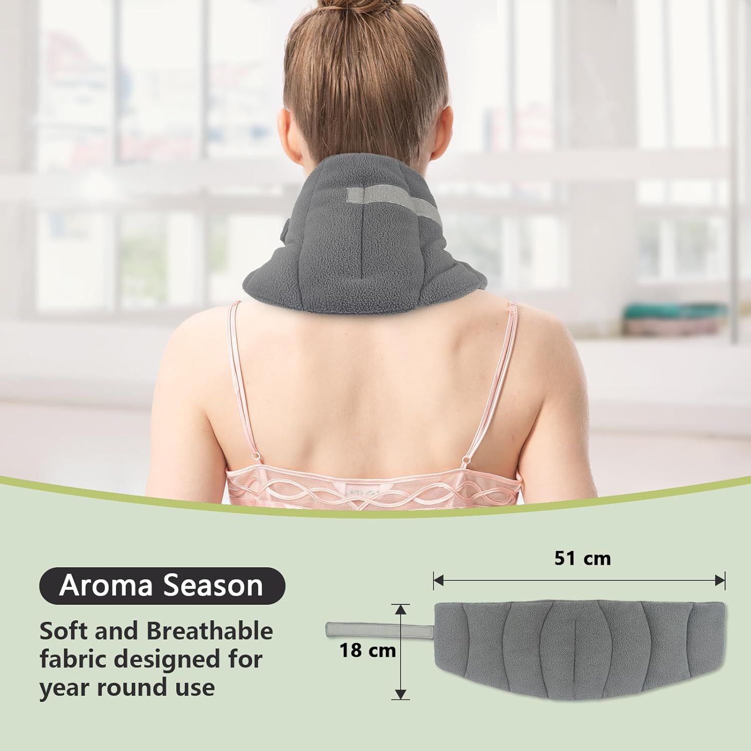 Detalle 2 de Aroma Season Microwave Heat Pad for Neck – 100% Natural Fillings, Reusable Grey