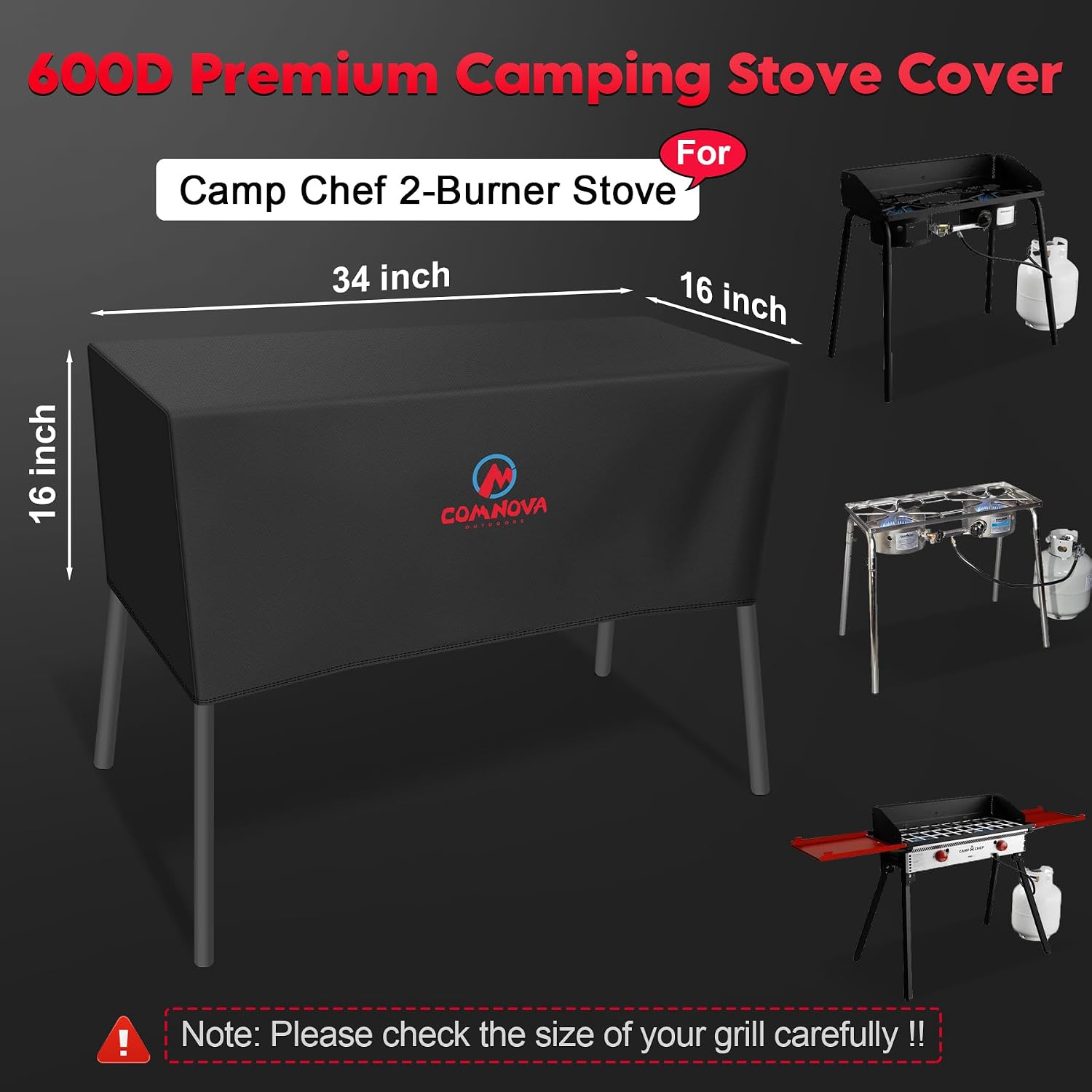 Detalle 2 de M COMNOVA OUTDOORS COGC-CCF-2BR-BLK 2-Burner Stove Cover, 600D Waterproof