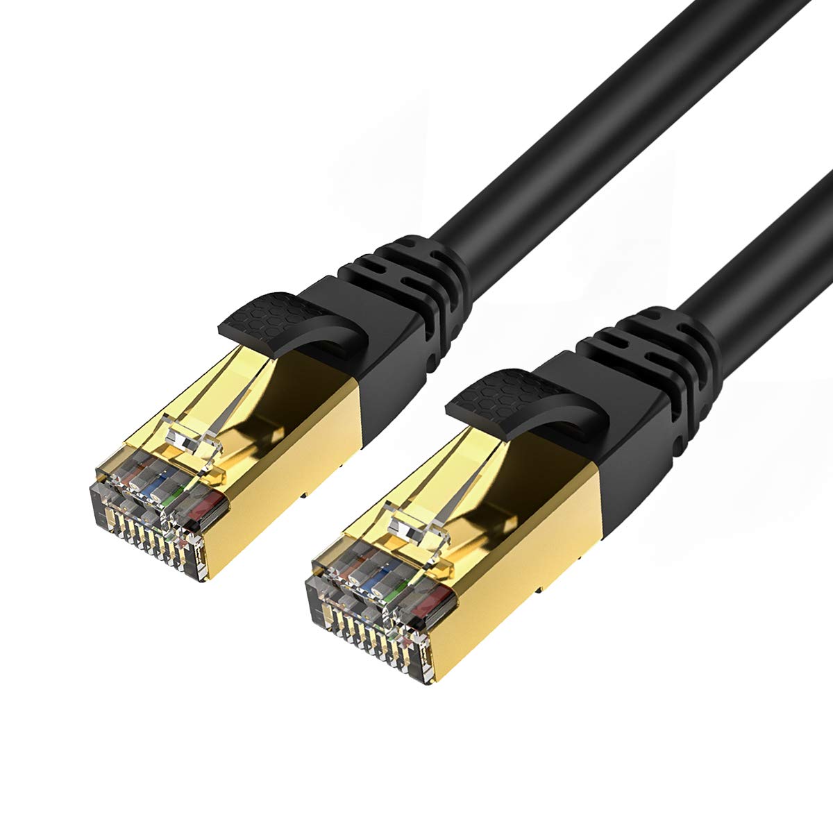 Detalle de Veetop CAT8 Ethernet Cable 3m/10ft – 40Gbps, 2000MHz, SFTP, RJ45 Gold Plated (2 Pack)