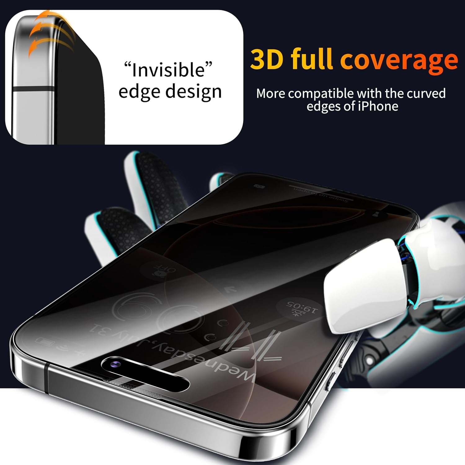 Detalle 2 de Tentoki Sichtschutz für iPhone 16 Pro Max 6,9 Zoll ⚙