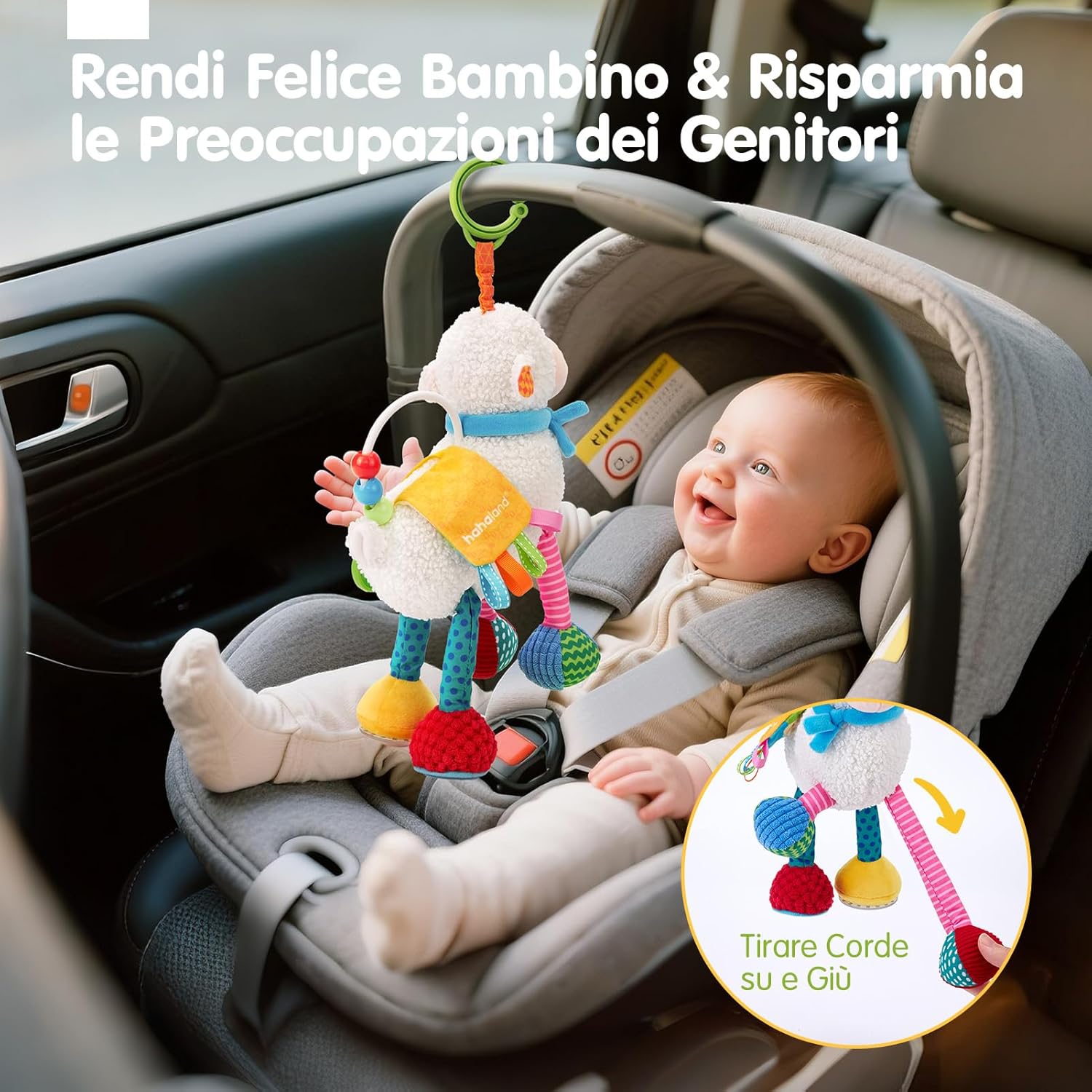 Thumbnail 4 de Hahaland Giochi Neonato 0-3 Mesi con 4 Brani Musicali, Sonaglio e Specchio a Pecora