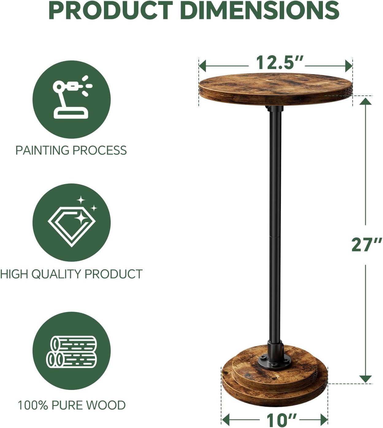 Thumbnail 2 de Simple Trending Small Round Side Table: Rustic Charm Meets Space-Saving Stability