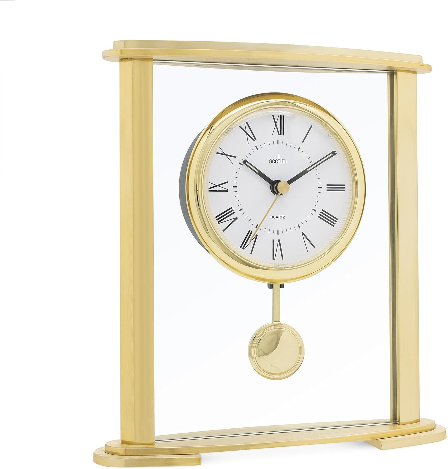 Thumbnail 2 de Acctim Welwyn Pendulum Mantel Clock: Polished Gold Effect with Floating Glass Dial