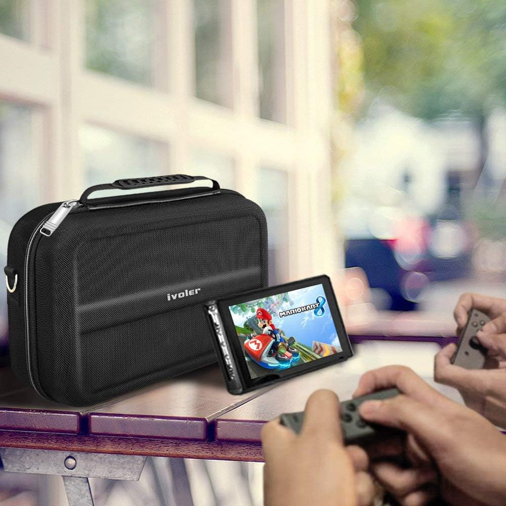 Detalle 2 de ivoler Deluxe Storage Case for Nintendo Switch & Switch OLED – hard EVA protective travel messenger bag