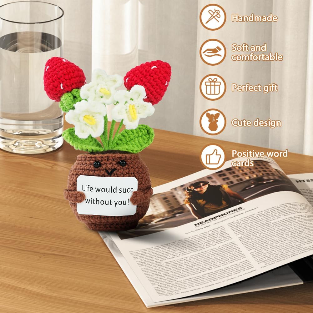 Thumbnail 3 de Vicloon Mini Positive Doll, peluche a forma di piantina in vaso all’uncinetto con carta positiva