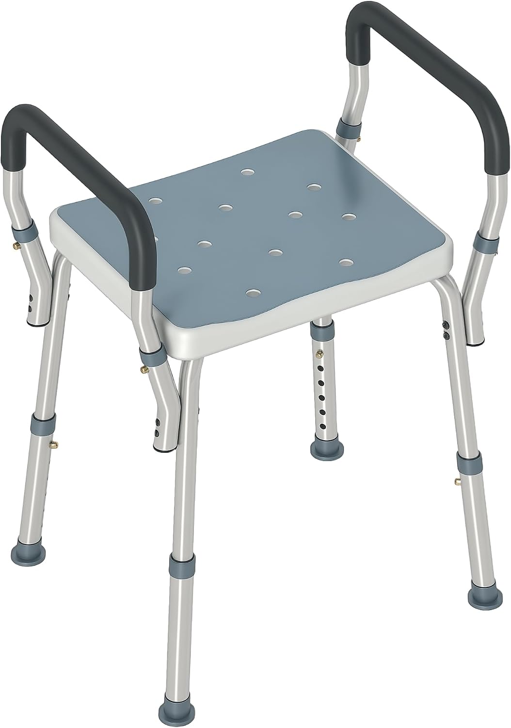 Detalle de HOMCOM 712-070V00LB douchestoel met armleuningen, verstelbaar, lichtblauw