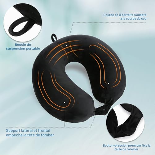 Detalle de Cирorld Coussin de Voyage Gonflable pour Avion – Oreiller de Nuque Ultraléger, Ensemble Complet