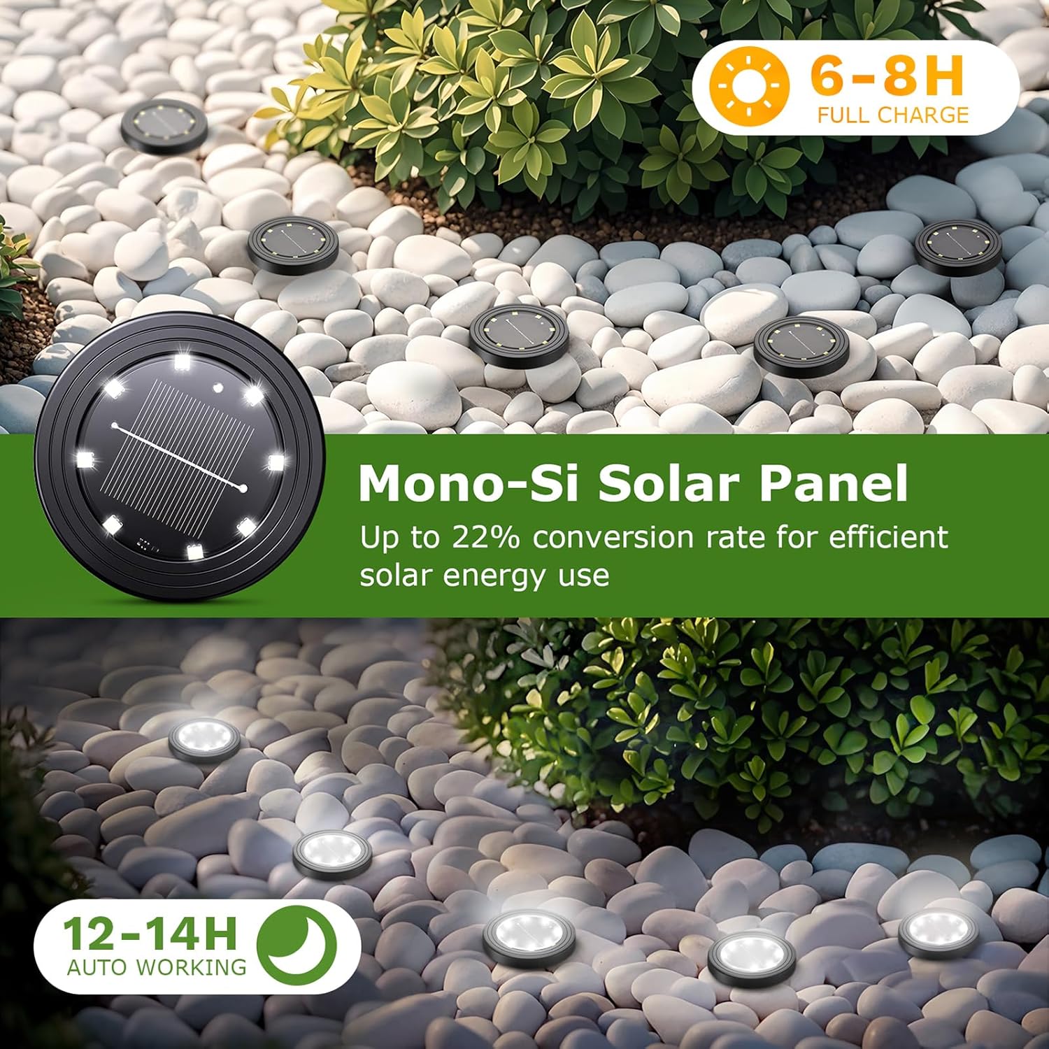 Thumbnail 1 de Famgoods Solar Ground Lights (8 Pack): IP68 Waterproof Path Lighting for Gardens and Lawns