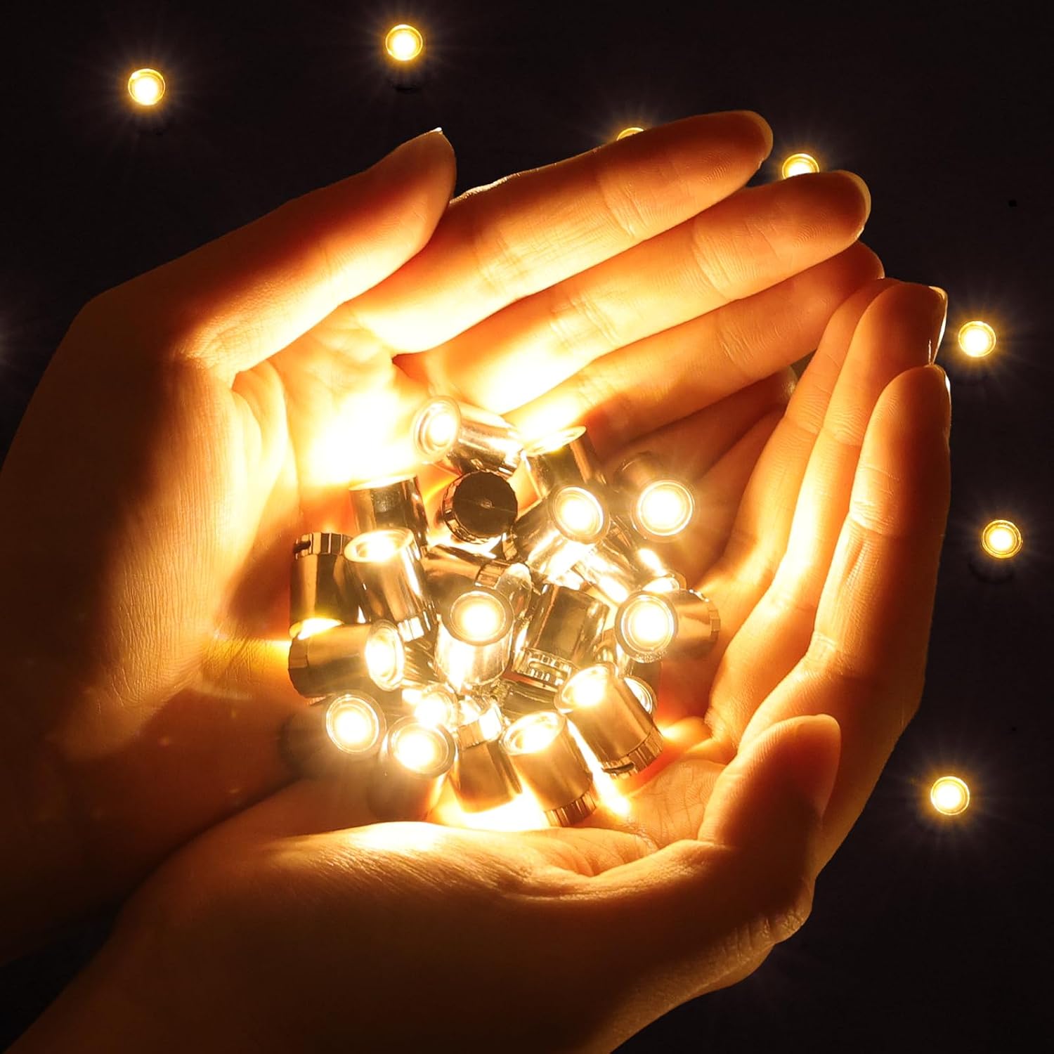Detalle de AUAUY Compact mini-ledlampjes op batterijen, warmwit, set van 30