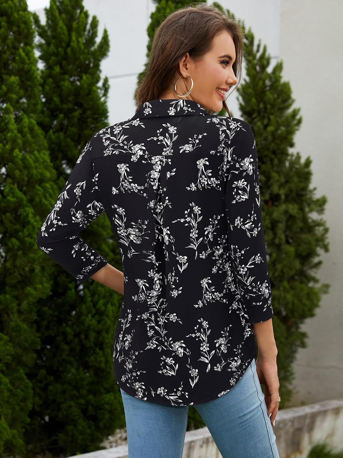 Thumbnail 3 de Siddhe Damen V-Ausschnitt Bluse 3/4 Ärmel