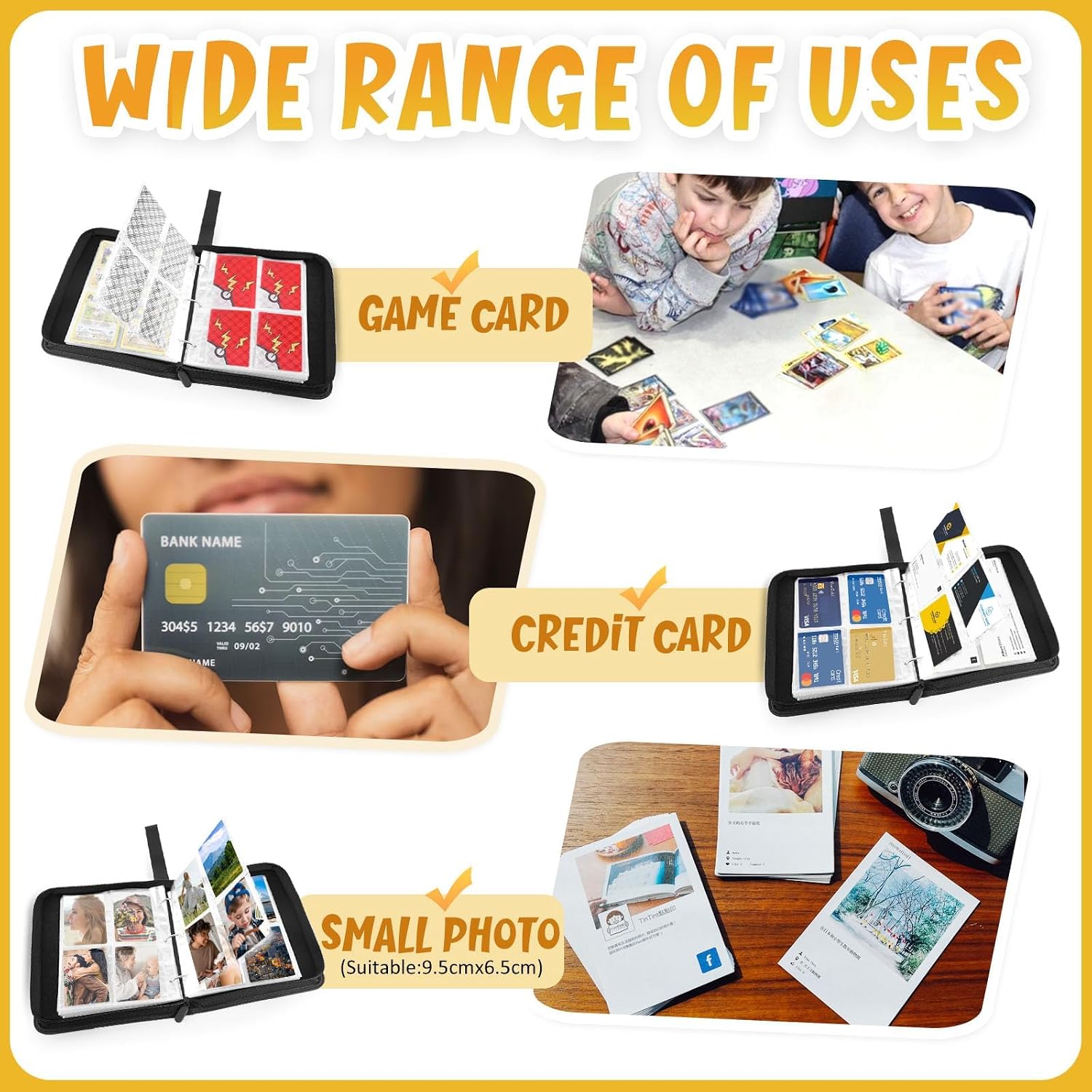 Detalle de Card Binder for Pokémon – 4-Pocket 60-Page 480 Card Capacity, Portable Waterproof PU Holder