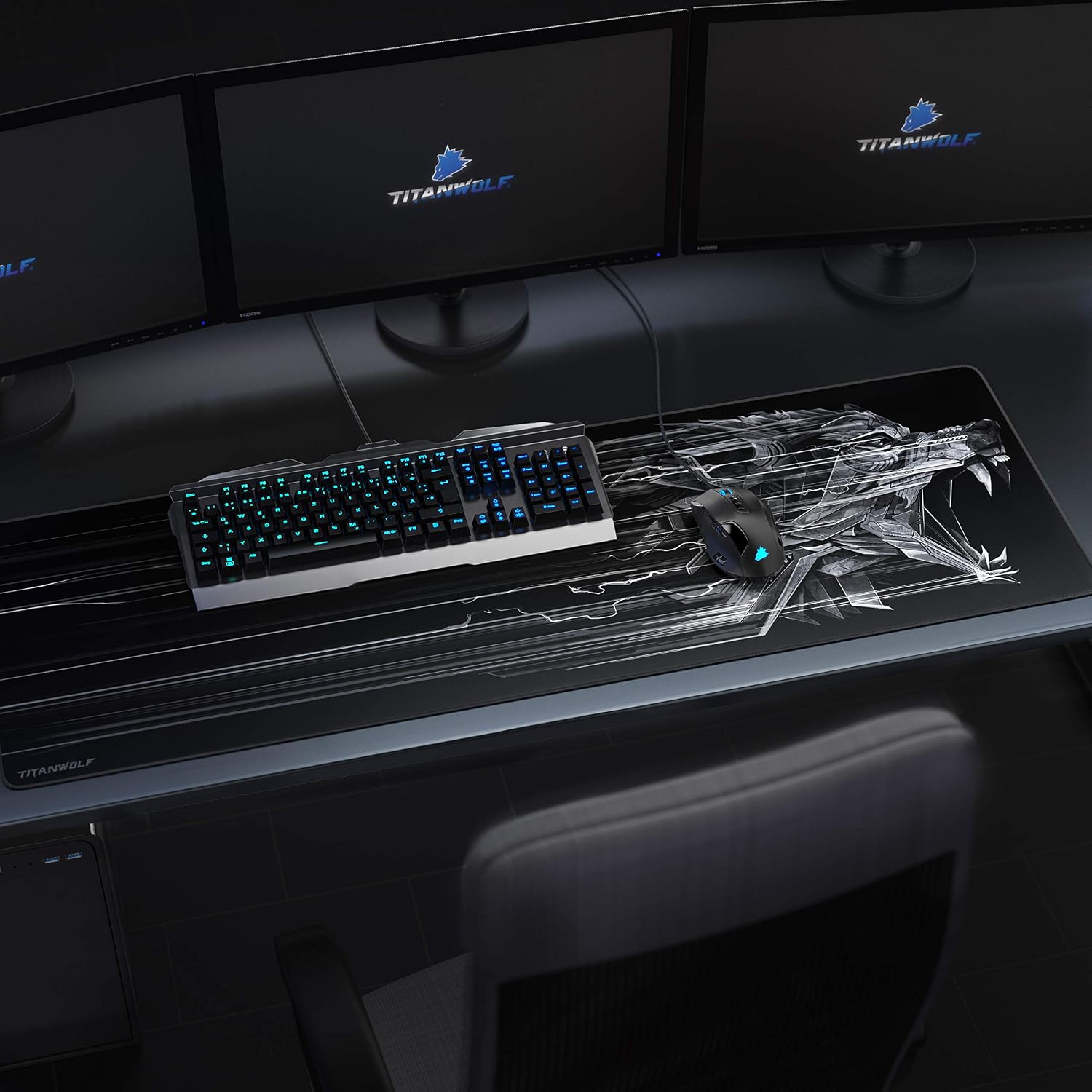 Detalle 2 de CSL-Computer TITANWOLF Gaming-Mauspad in Übergröße (1200x400 mm) – XXXL Mousepad für Präzision & Tempo