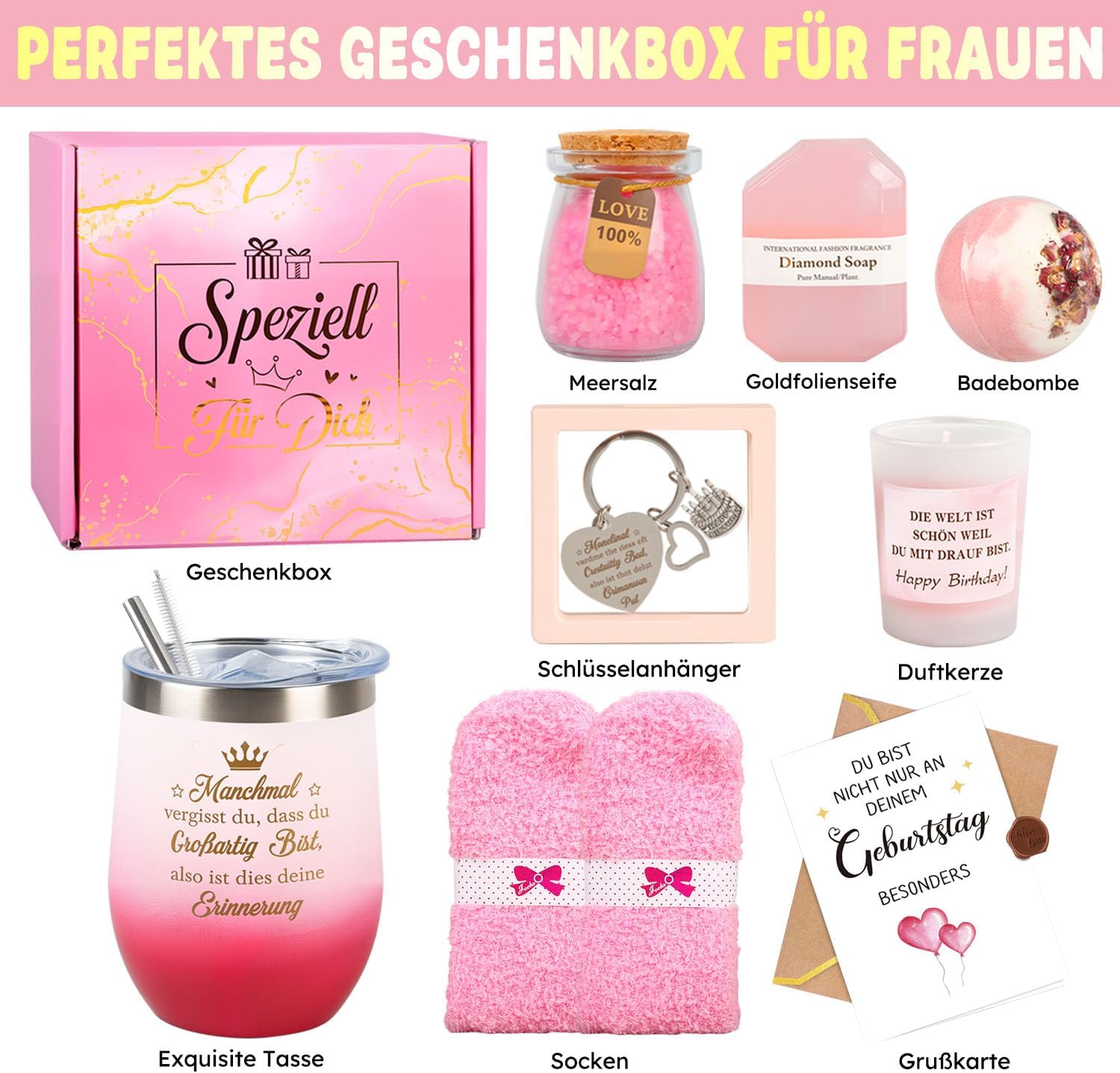 Detalle de Giftota Geburtstagsgeschenkset für Frauen – personalisierte Wellness-Überraschung