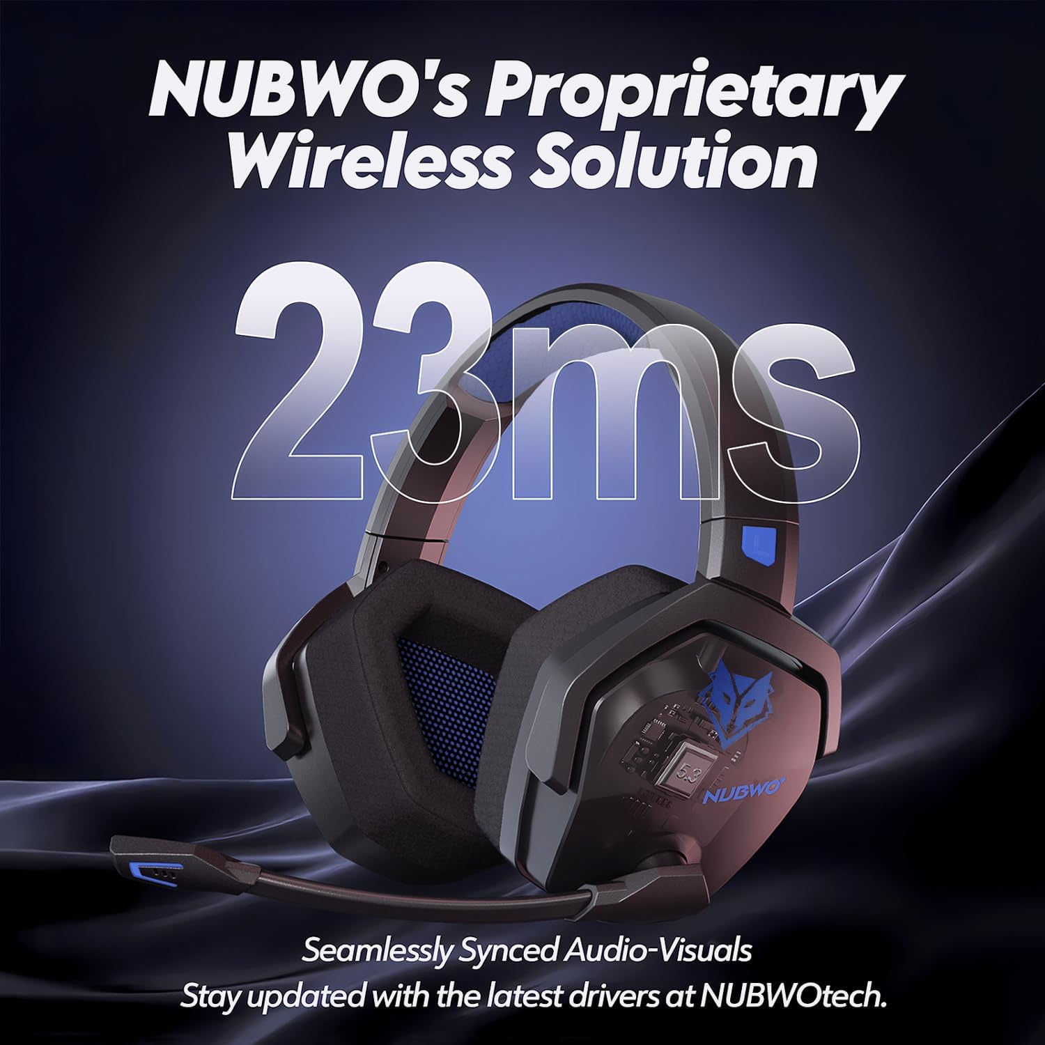 Detalle de NUBWO Wireless Gaming Headset 100‑hour battery