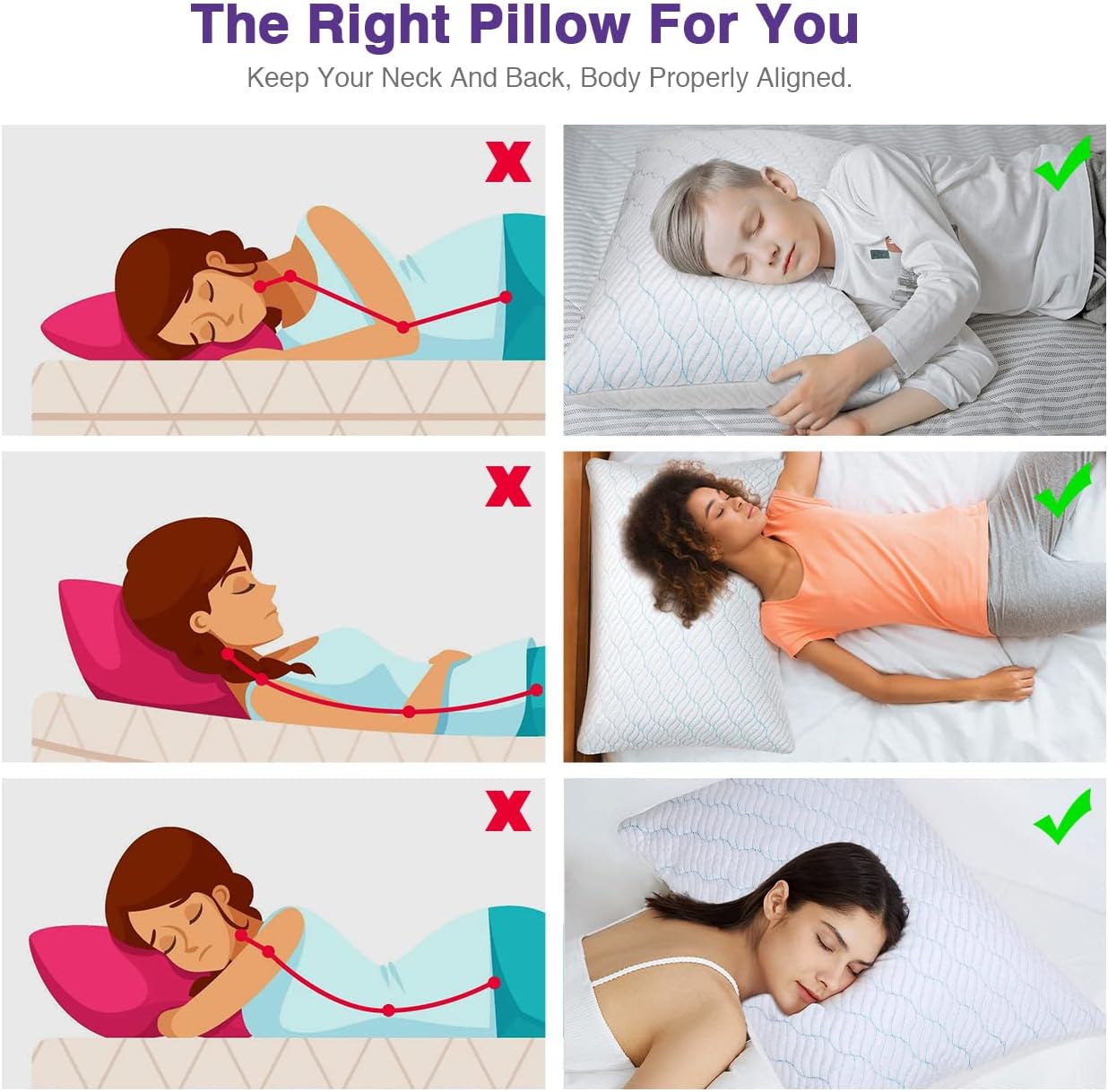 Thumbnail 5 de WISHSMILE Cooling Pillow Queen Set 20x30