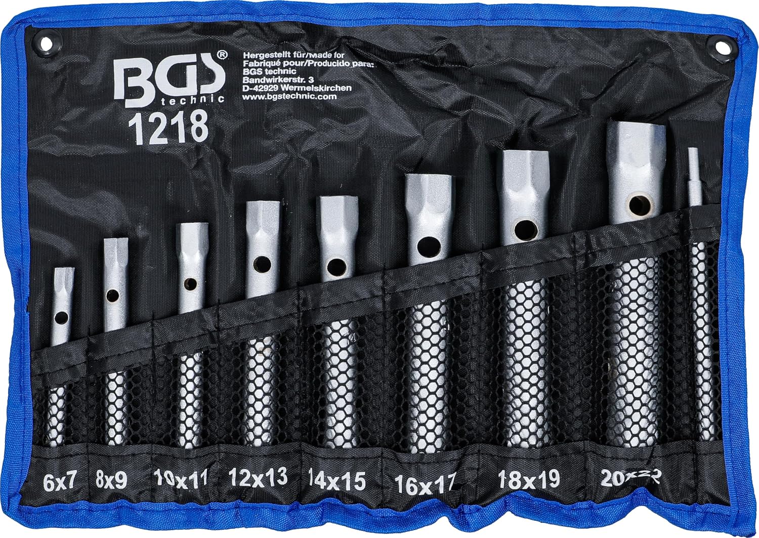 Detalle de BGS Technic 1218 rörhylsnyckelsats, 9 delar, 6 x 7–20 x 22 mm
