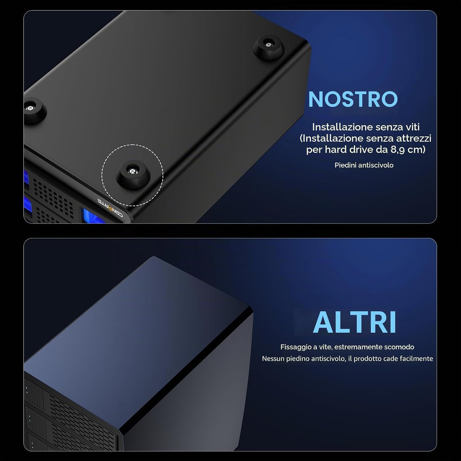 Thumbnail 6 de CENMATE Hard Drive Case 2 Baie in Alluminio con Ventola: espansione modulare per HDD/SSD da 2,5/3,5 pollici