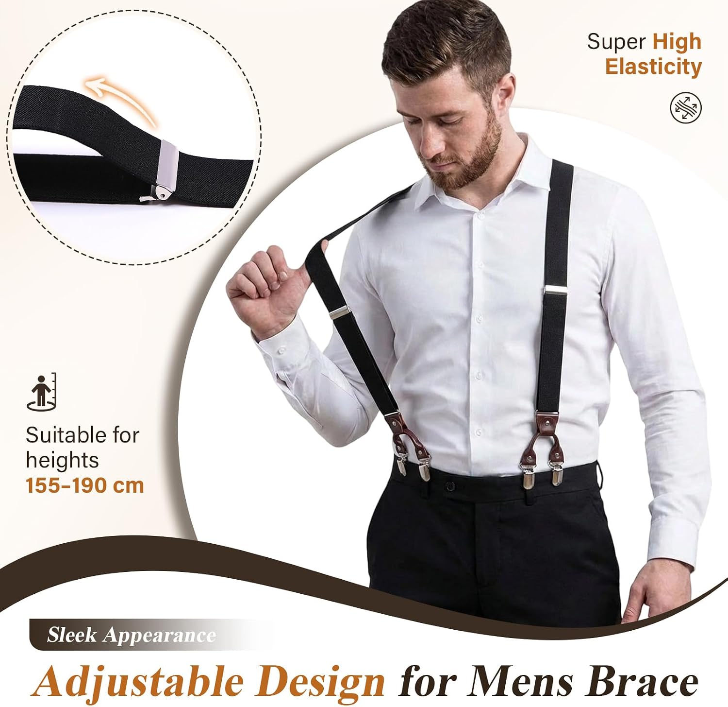 Detalle 2 de KANGDAI cowhide leather braces 3.5cm wide