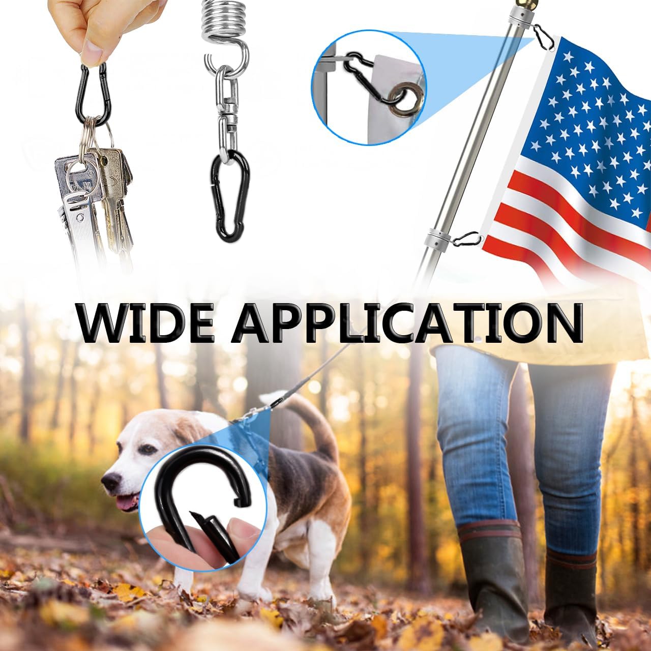 Thumbnail 4 de Ekunbuy Black Carabiner Clip 250 lb Heavy Duty