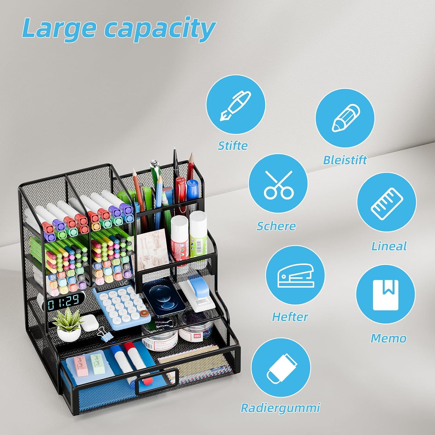Detalle 1 de Restorgan Netz Schreibtisch Organizer 12 Fächer