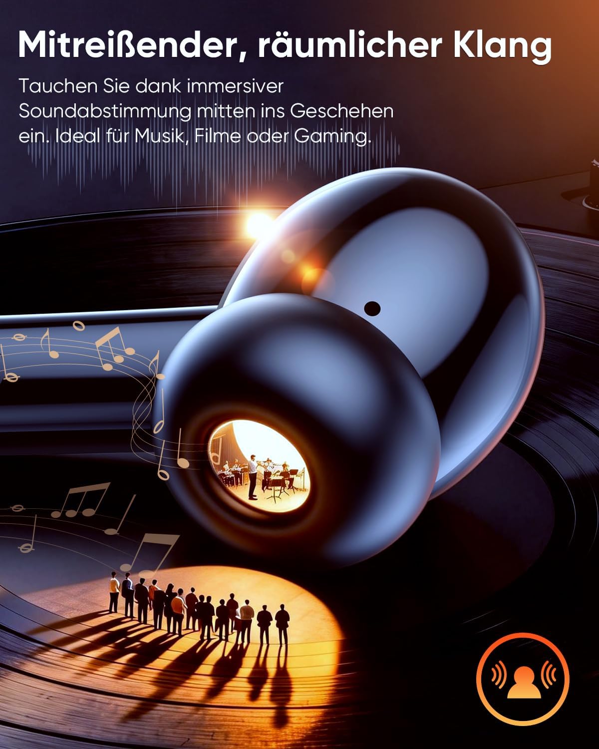 Detalle 2 de ZIUTY Bluetooth 5.3 In-Ear Kopfhörer mit 4 ENC Mikrofonen, 48 Std Spielzeit und IPX7 Sport-Schutz (schwarz)