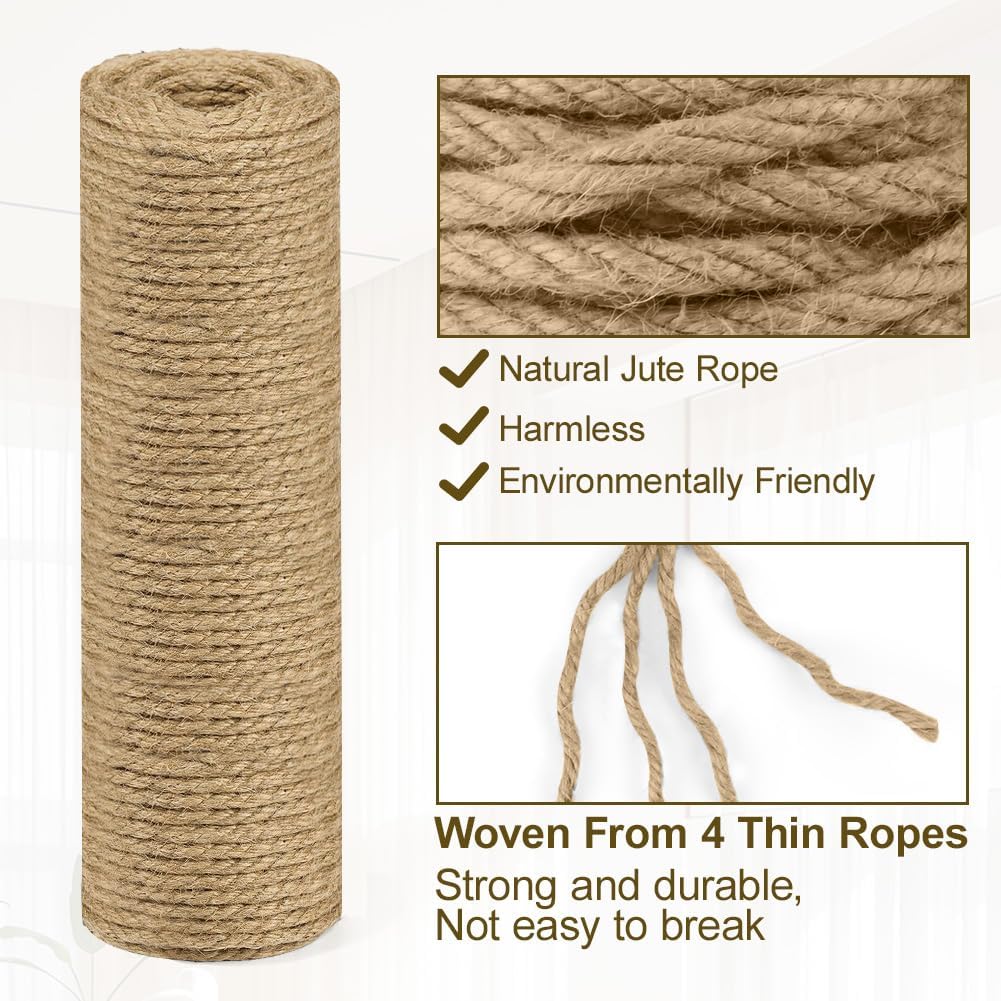 Detalle 2 de VSSHE 10m Jute Rope – 8mm Thick Natural Braided Jute Twine (Brown)