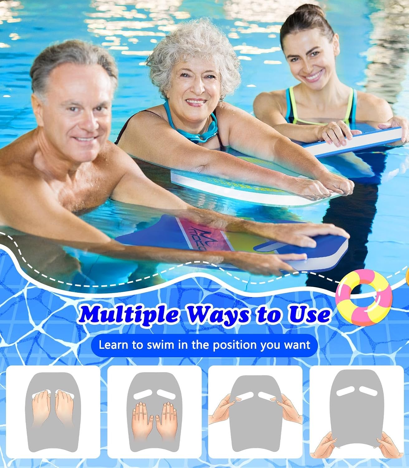 Thumbnail 4 de MoKo Schwimmbrett mit Griffen (Kickboard) für Kinder und Erwachsene – Cartoon Swim Float Trainingsausrüstung