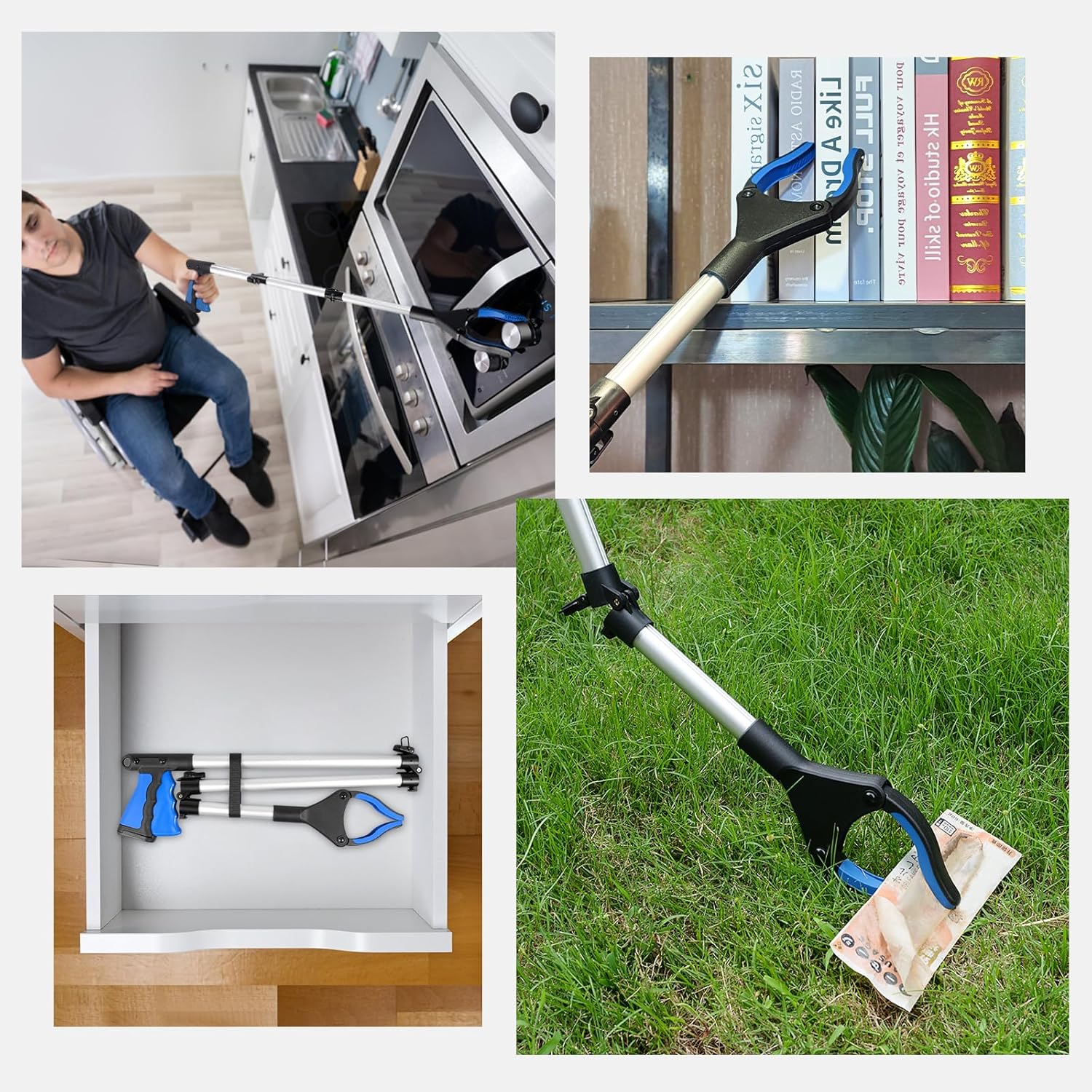 Thumbnail 3 de YAUNGEL 43'' Litter Picker Grabber Stick with Magnet (Blue) – 108cm foldable reacher