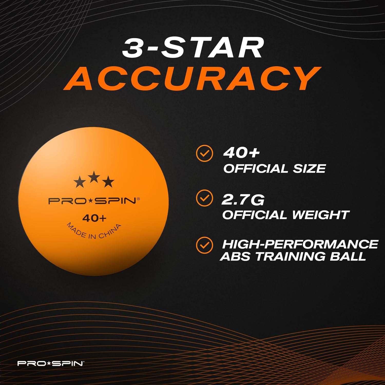 Detalle de PRO-SPIN 40+ Orange 3-Star table tennis balls 🏓