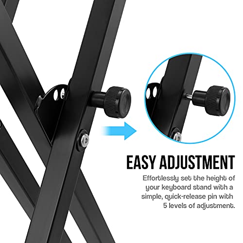 Detalle 2 de Tiger Kap-Pk2: Set Supporto per Tastiera e Sgabello con Doppio Telaio A/X