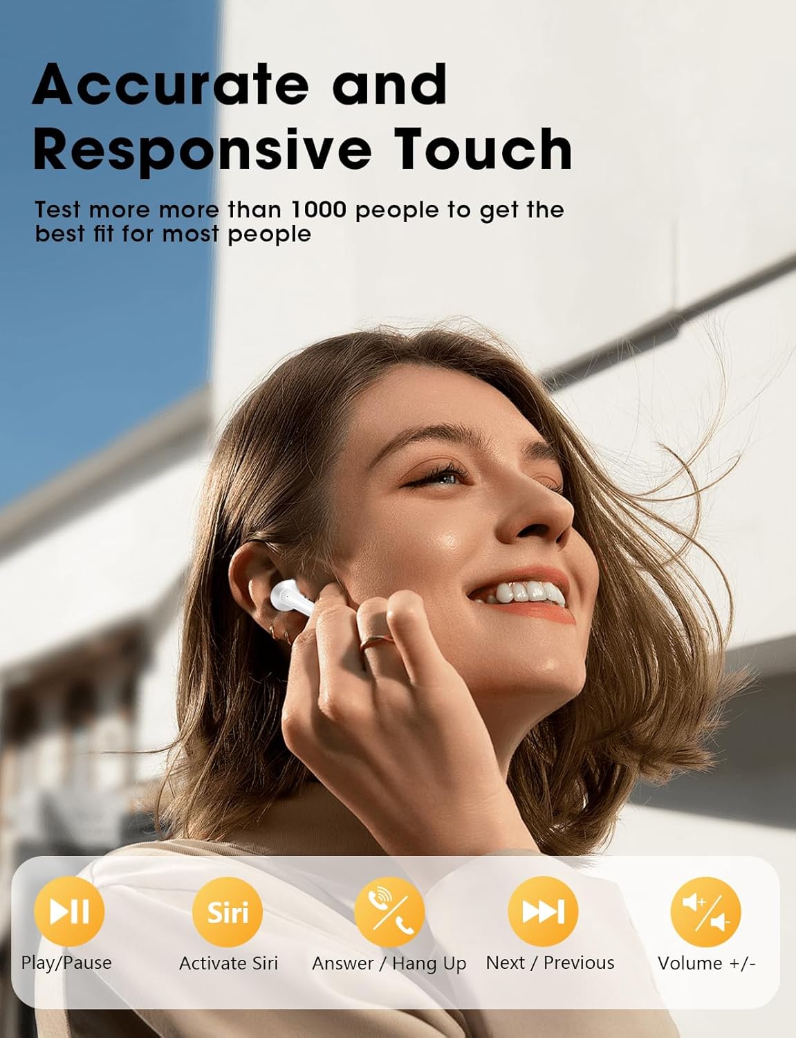 Detalle de Wireless Earbuds with Hi-Fi Bass and ENC Dual Mics for Clear Calls