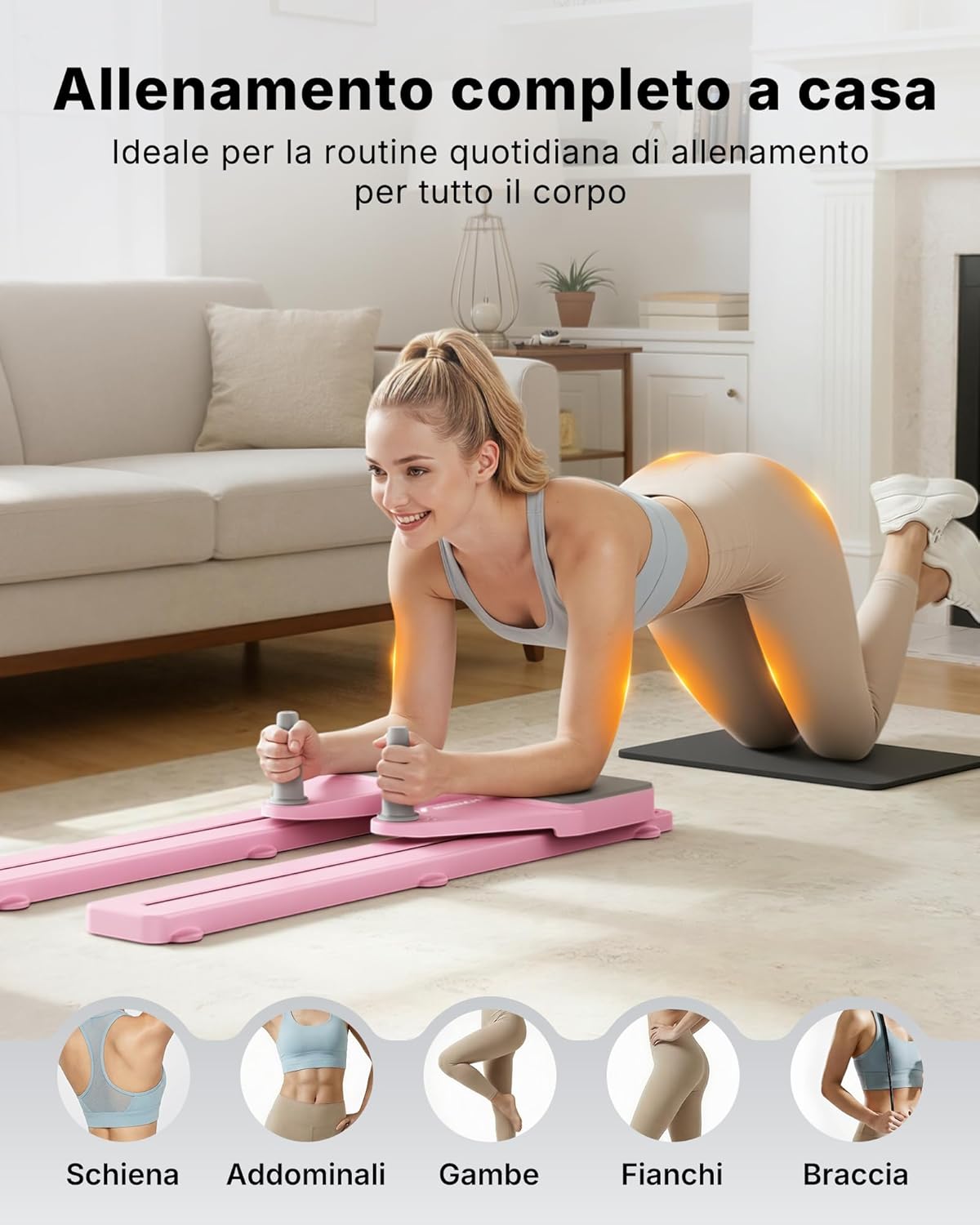 Detalle de MERACH Pilates Reformer Mini: 5 in 1 per casa, allenamento completo e compatto